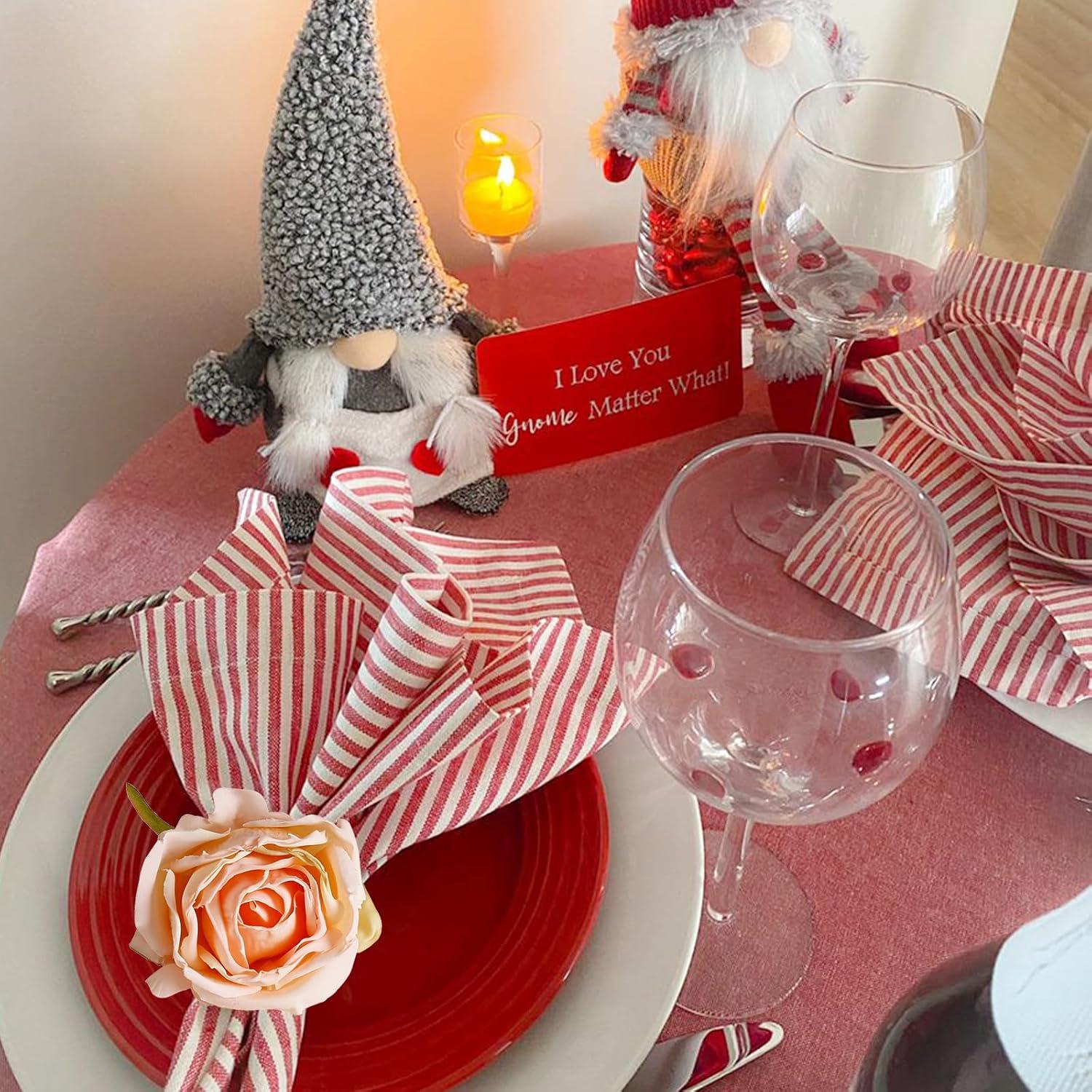 Juego de 8 Anillos de Servilleta de Rosa Hechos a Mano