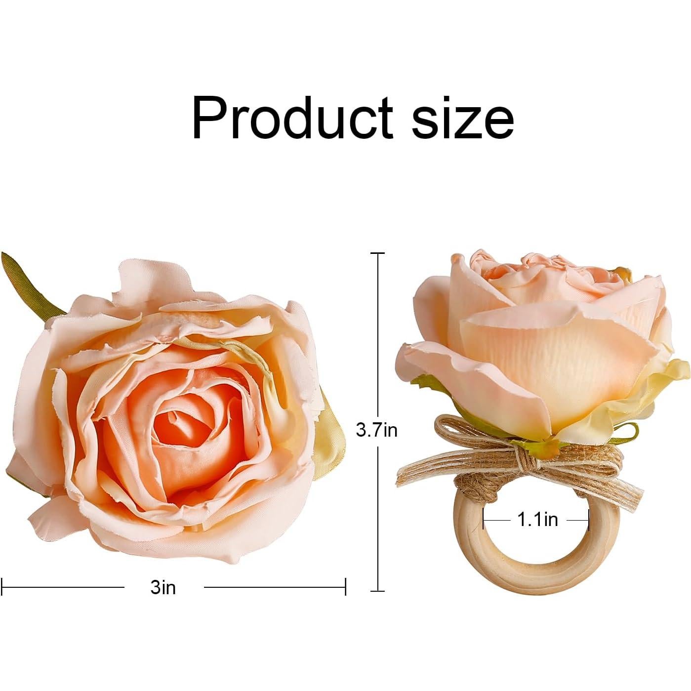 Juego de 8 Anillos de Servilleta de Rosa Hechos a Mano