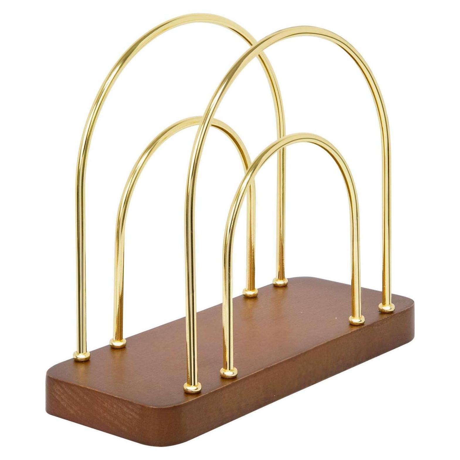 Soporte de Servilletas Qiannhee Dorado con Base de Madera de Haya