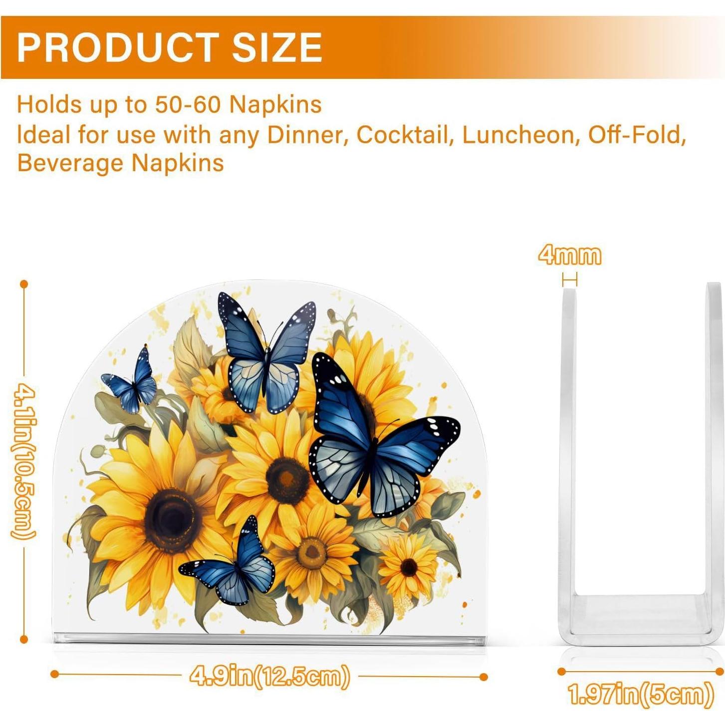 Soporte para Servilletas ALAZA Acrílico Mariposas y Girasoles 12.4x10.4cm