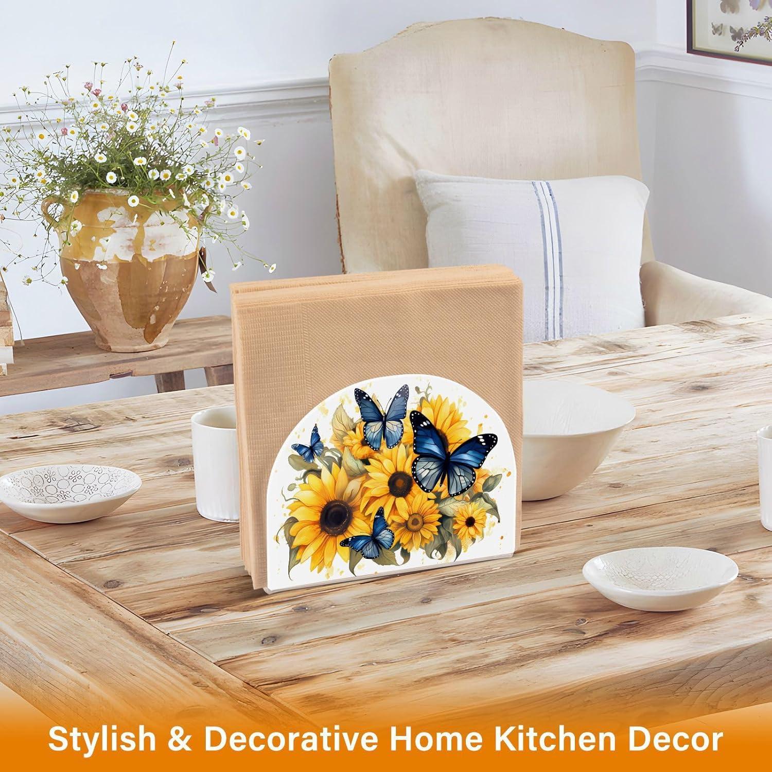 Soporte para Servilletas ALAZA Acrílico Mariposas y Girasoles 12.4x10.4cm