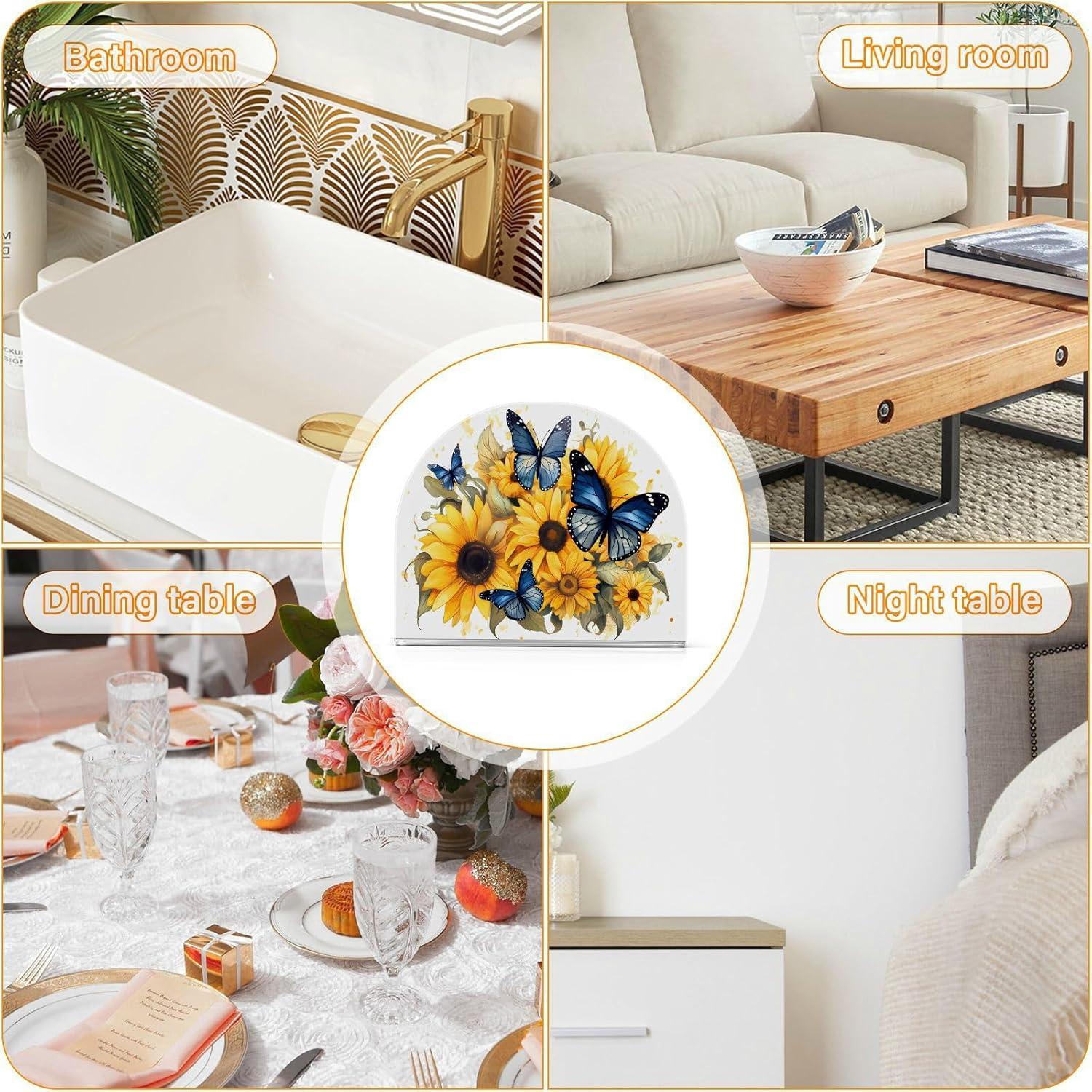 Soporte para Servilletas ALAZA Acrílico Mariposas y Girasoles 12.4x10.4cm