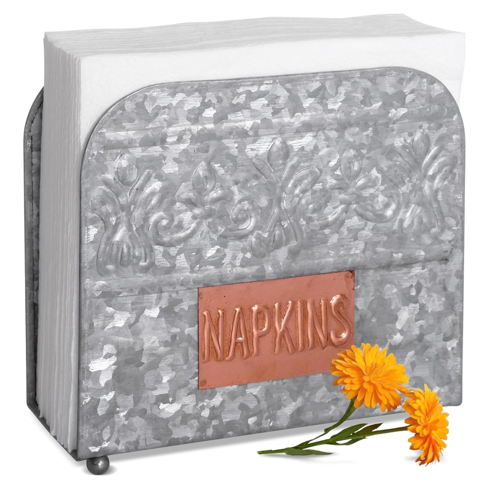 Soporte para Servilletas Galvanizado Autumn Alley Rústico 5.08cm