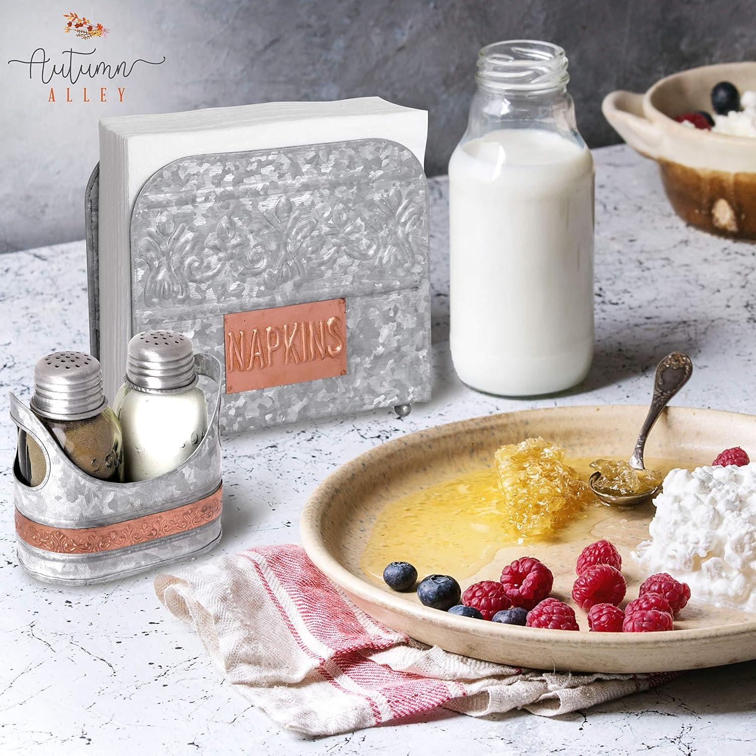 Soporte para Servilletas Galvanizado Autumn Alley Rústico 5.08cm