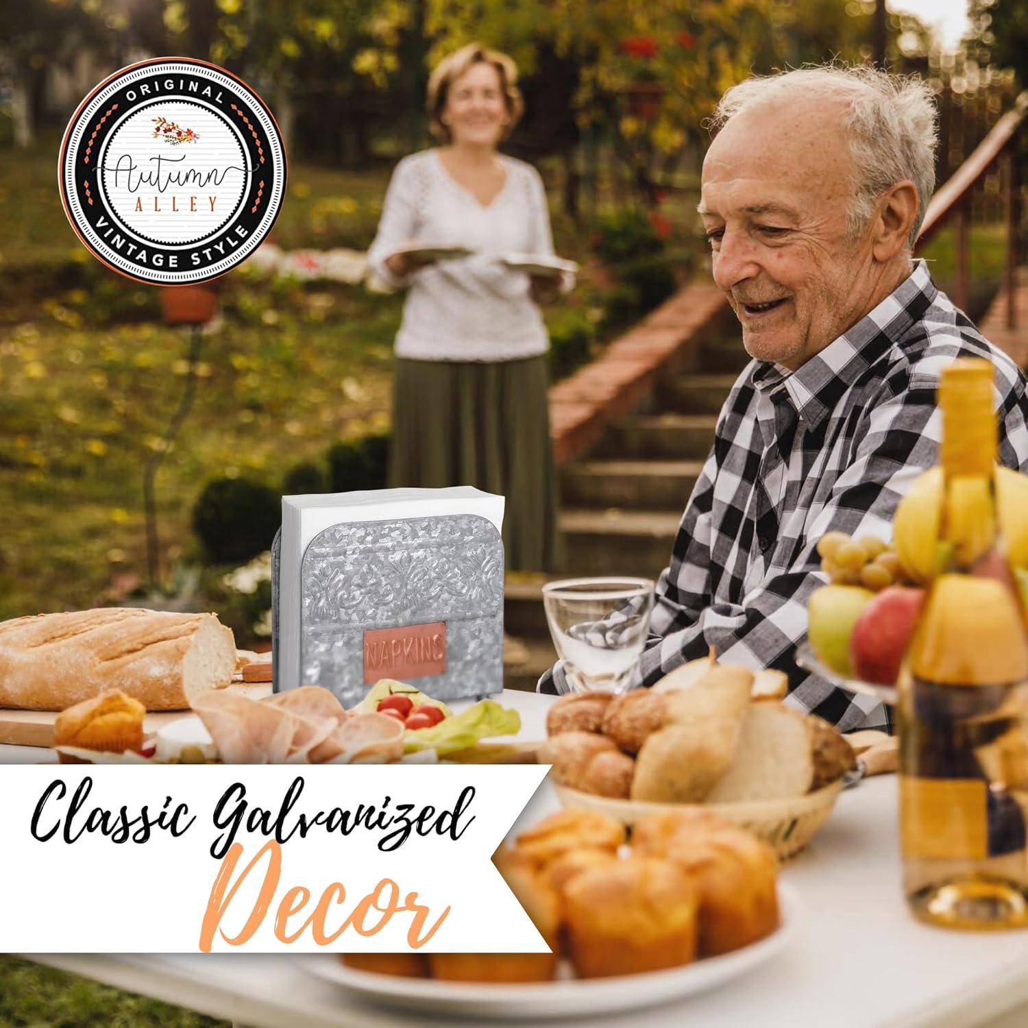 Soporte para Servilletas Galvanizado Autumn Alley Rústico 5.08cm