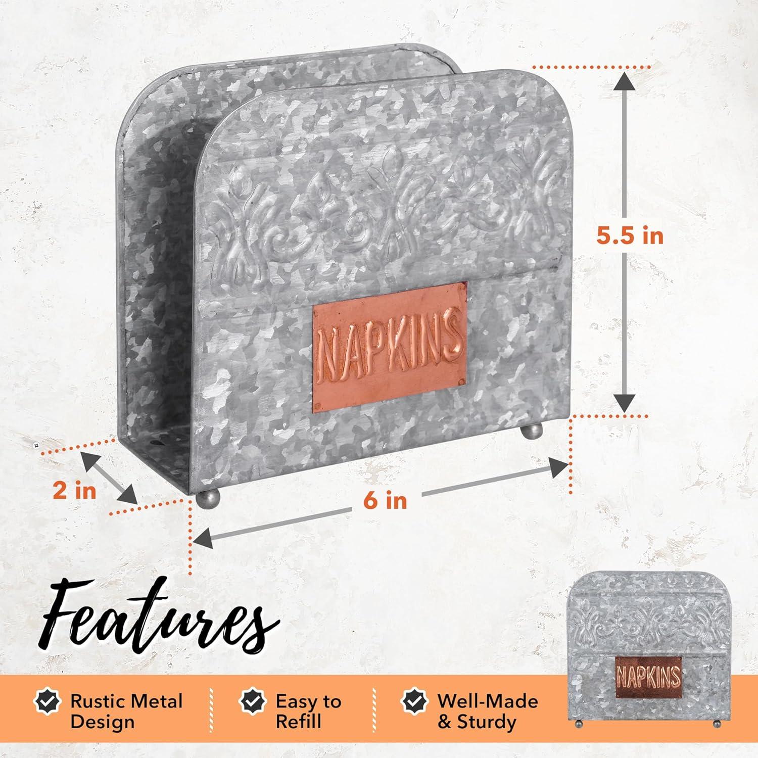 Soporte para Servilletas Galvanizado Autumn Alley Rústico 5.08cm