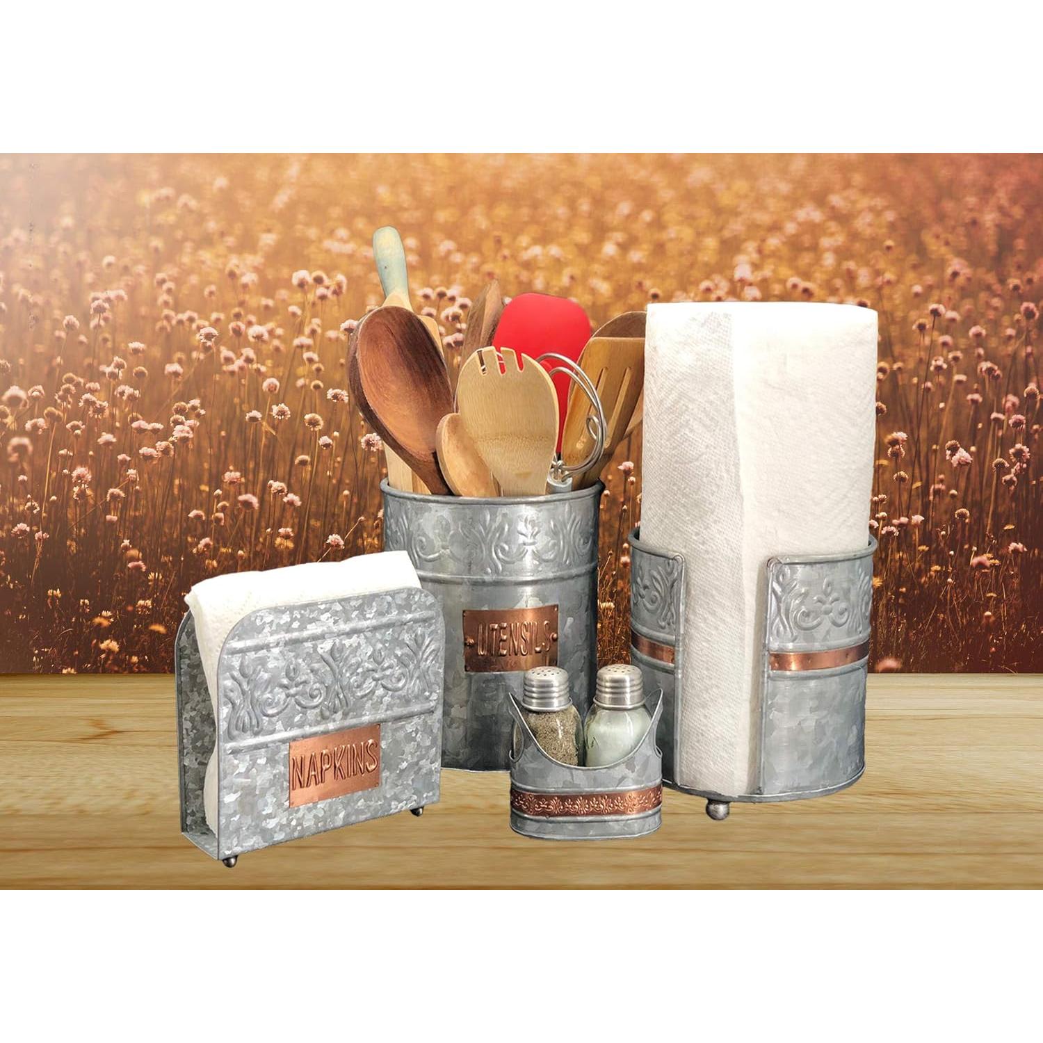 Soporte para Servilletas Galvanizado Autumn Alley Rústico 5.08cm