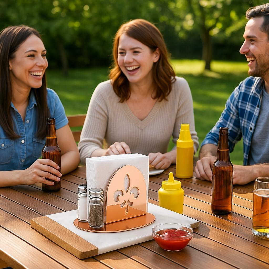 Organizador de Servilletas de Metal Cobre Creative Home 20.32x14.29 cm