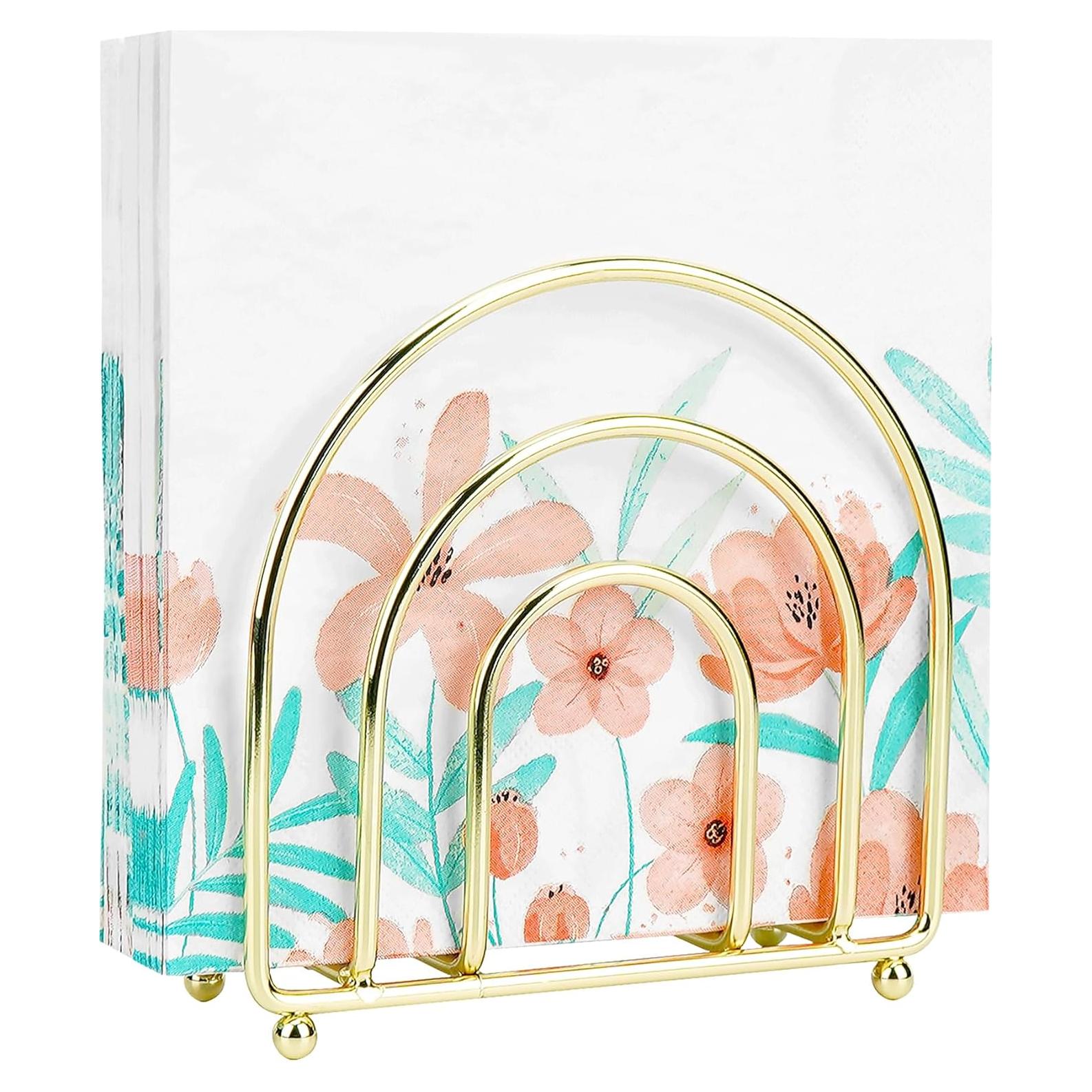 Soporte de Servilletas Vertical Philo Fun Dorado Metal 14cm