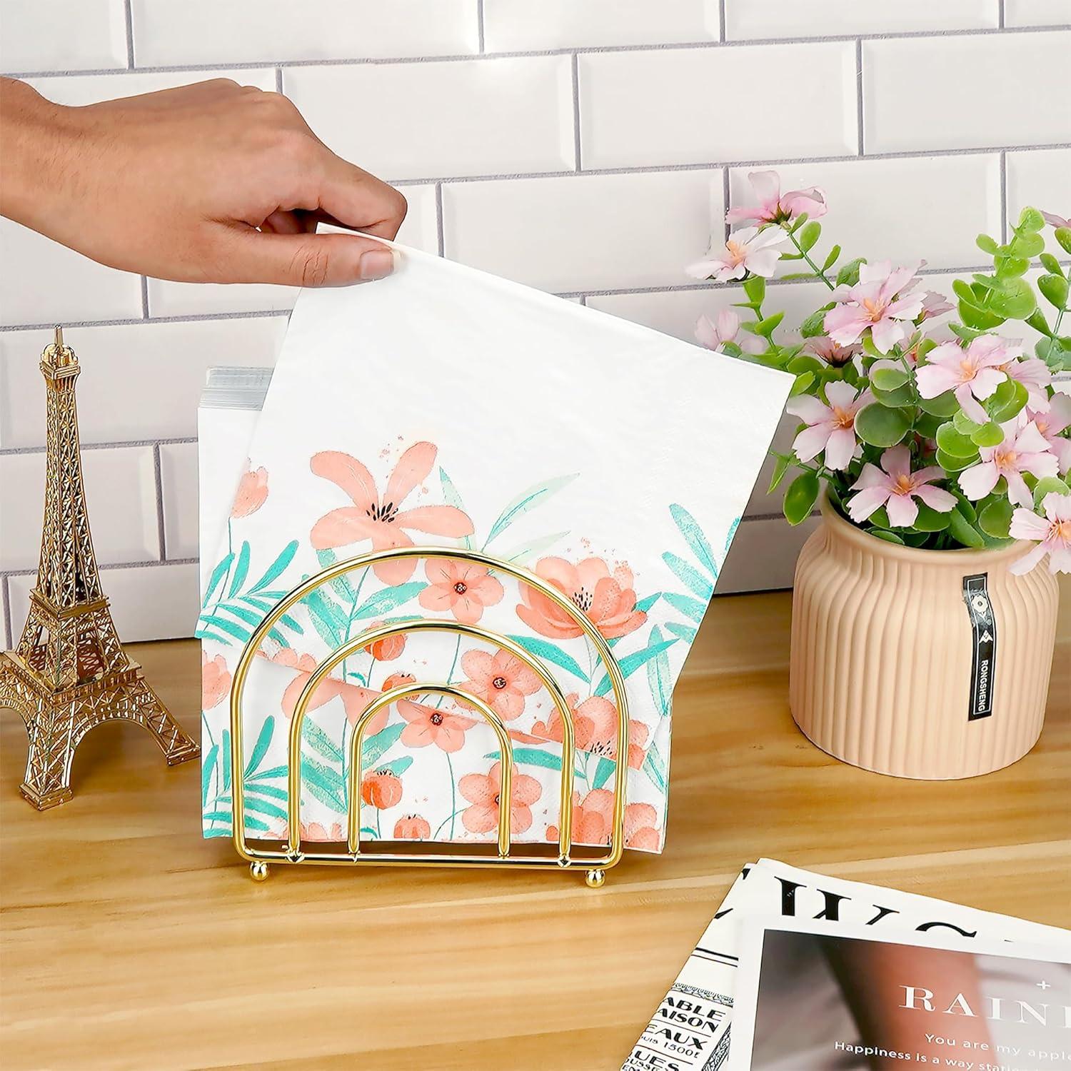 Soporte de Servilletas Vertical Philo Fun Dorado Metal 14cm