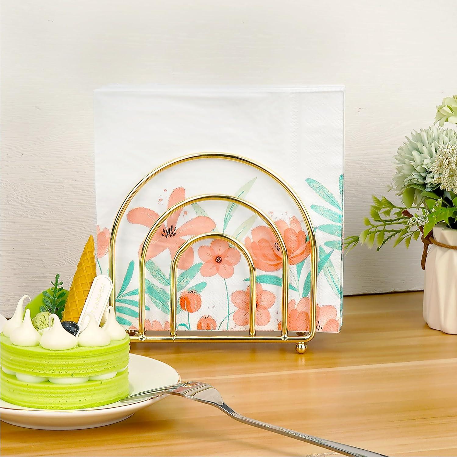 Soporte de Servilletas Vertical Philo Fun Dorado Metal 14cm