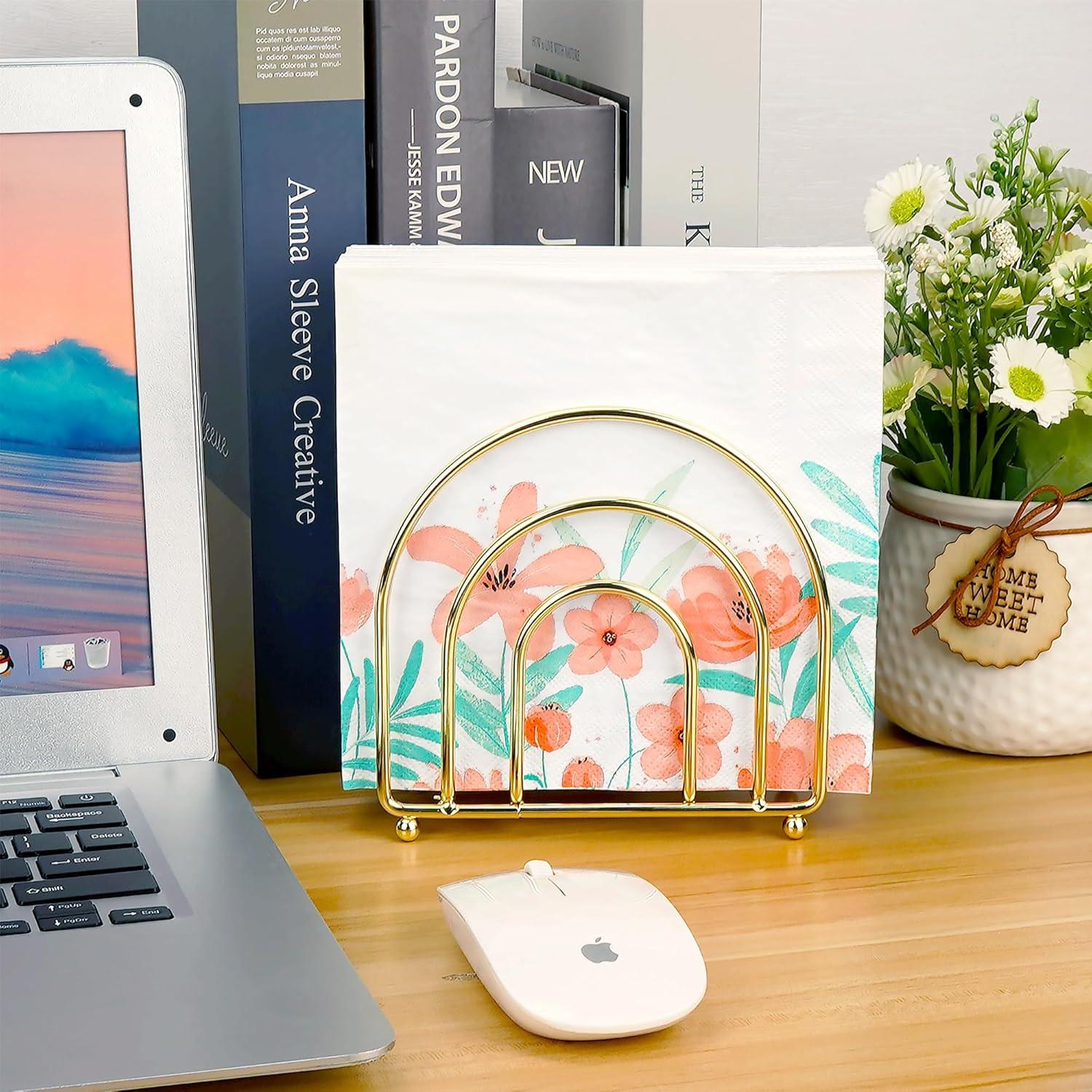 Soporte de Servilletas Vertical Philo Fun Dorado Metal 14cm