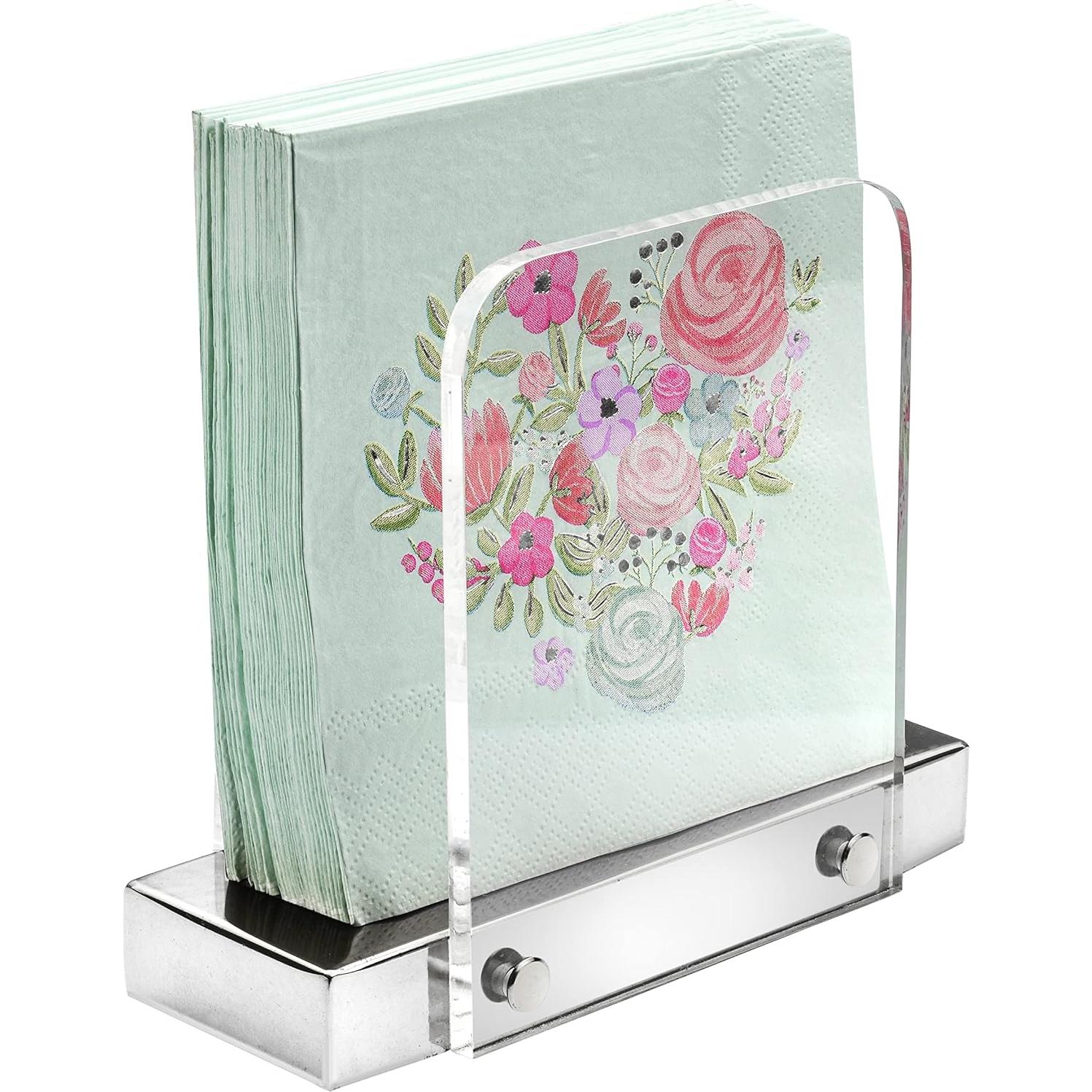 Soporte de Servilletas Acrílico Plateado Tribello 15.24x12.7cm