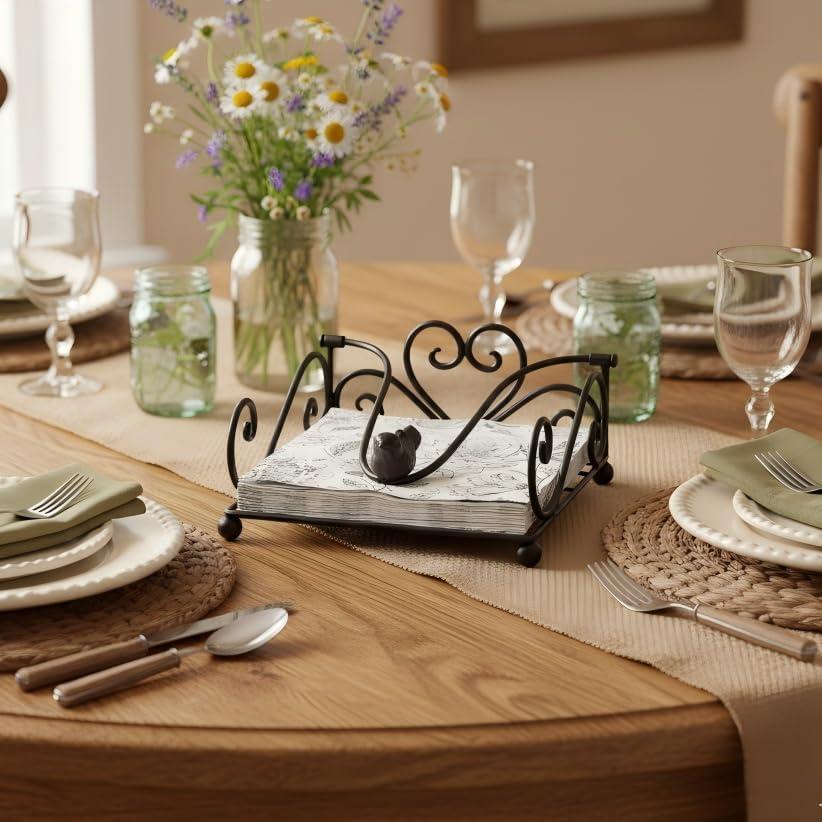 Soporte para Servilletas de Metal Remenna 18x18x9cm Marrón