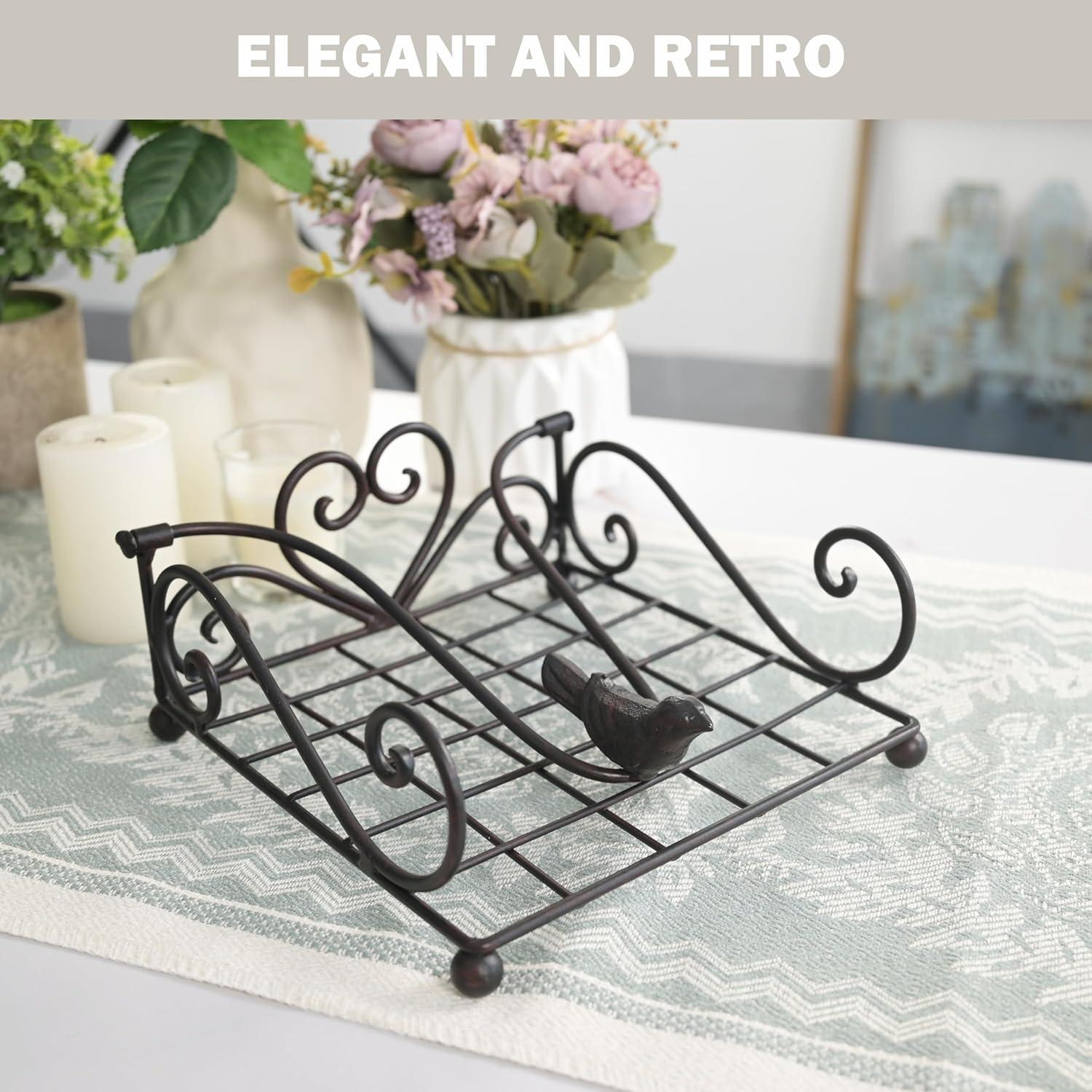 Soporte para Servilletas de Metal Remenna 18x18x9cm Marrón