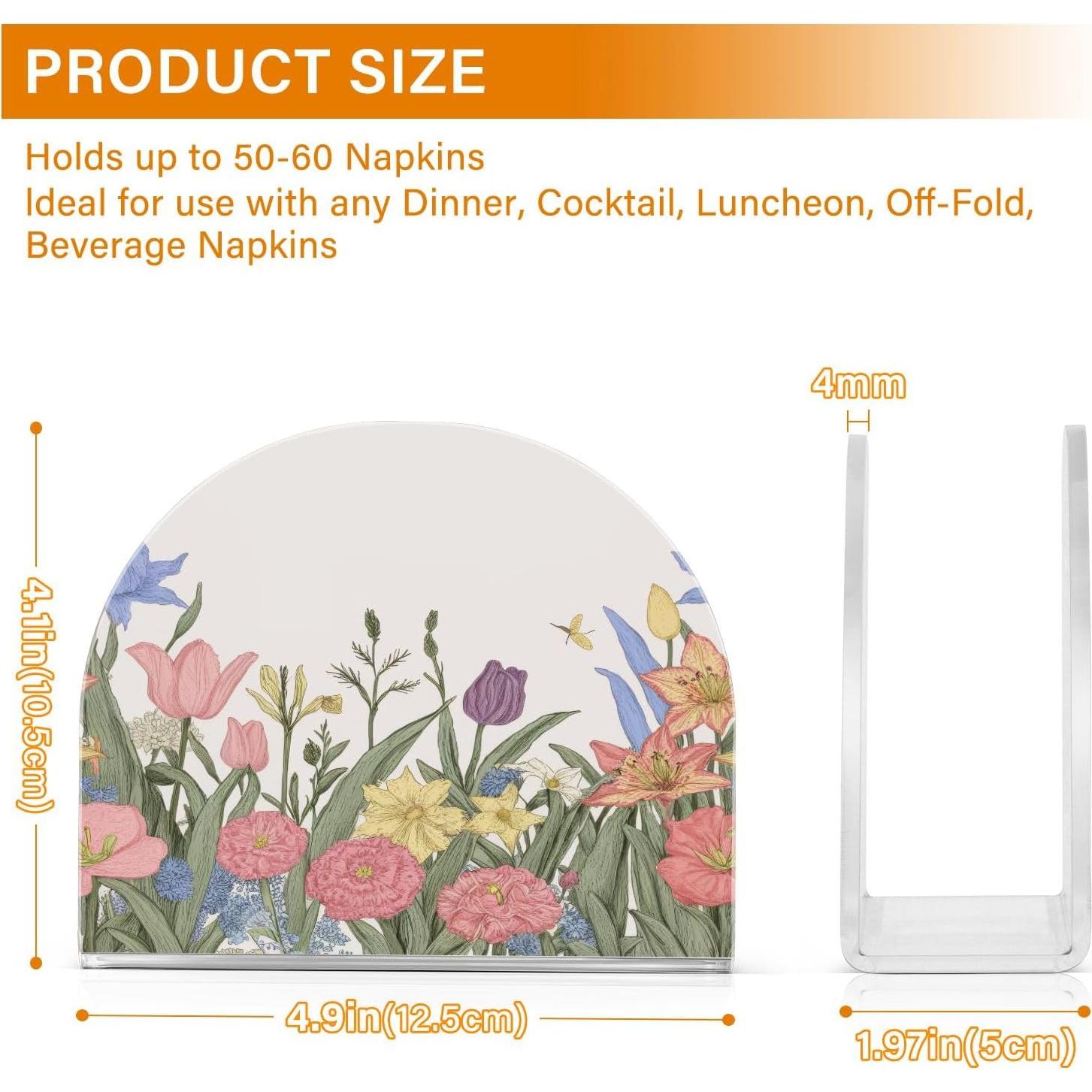 Soporte para Servilletas Kigai Acrílico Flores de Primavera 10.5x12.5x5cm
