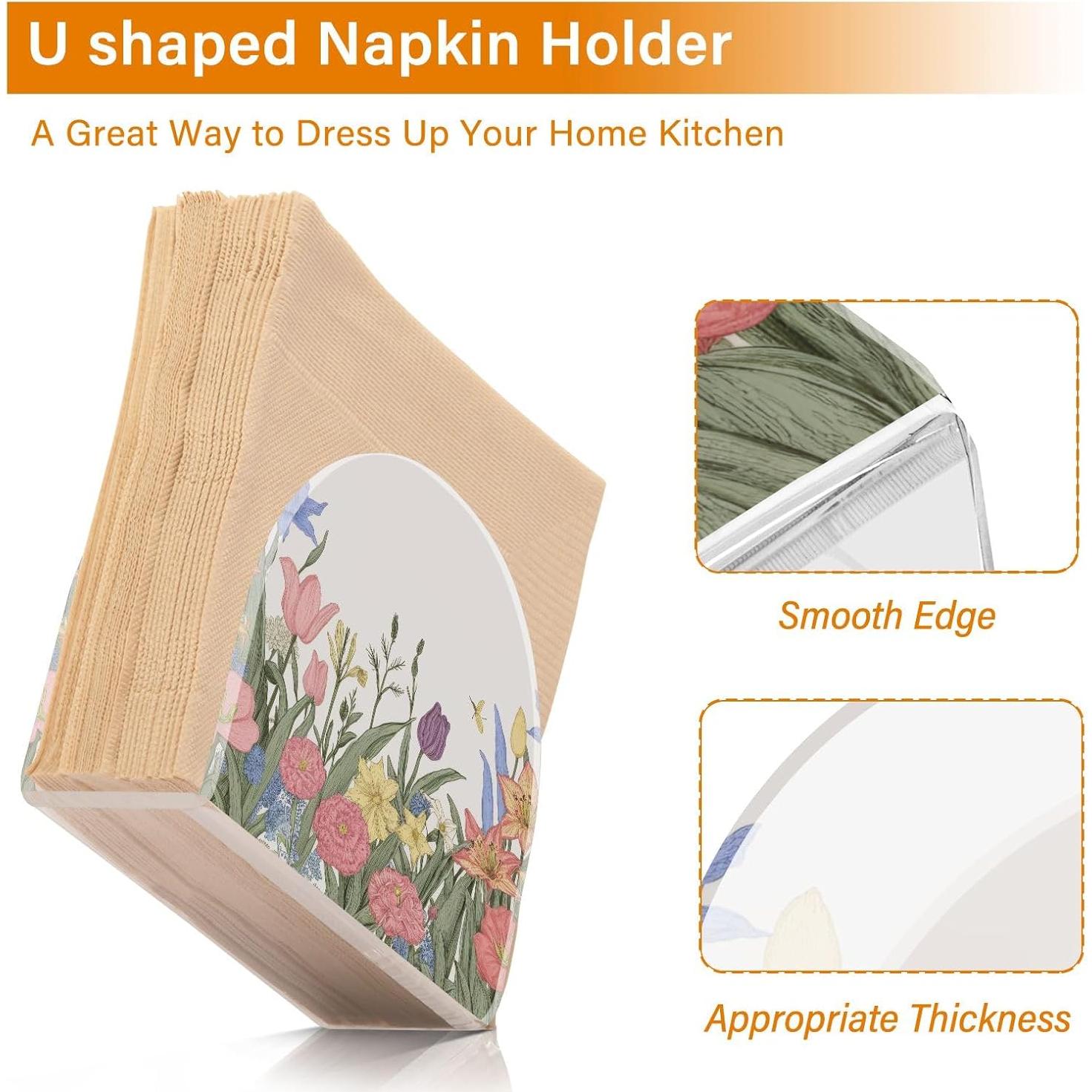 Soporte para Servilletas Kigai Acrílico Flores de Primavera 10.5x12.5x5cm