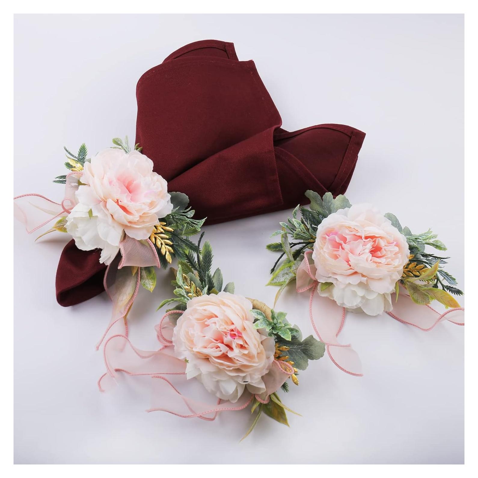 Juego de Anillos de Servilleta Rosa Floral Getfitsoo - Set de 4