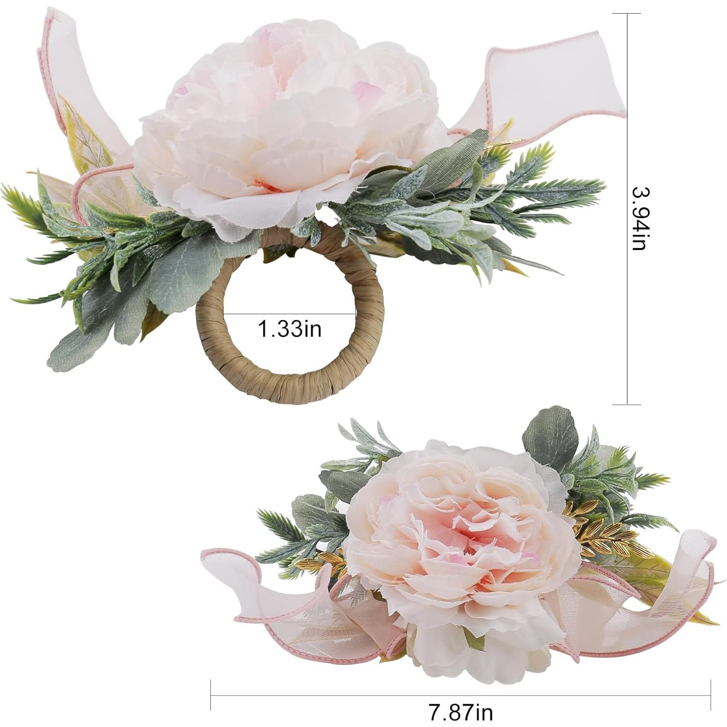 Juego de Anillos de Servilleta Rosa Floral Getfitsoo - Set de 4