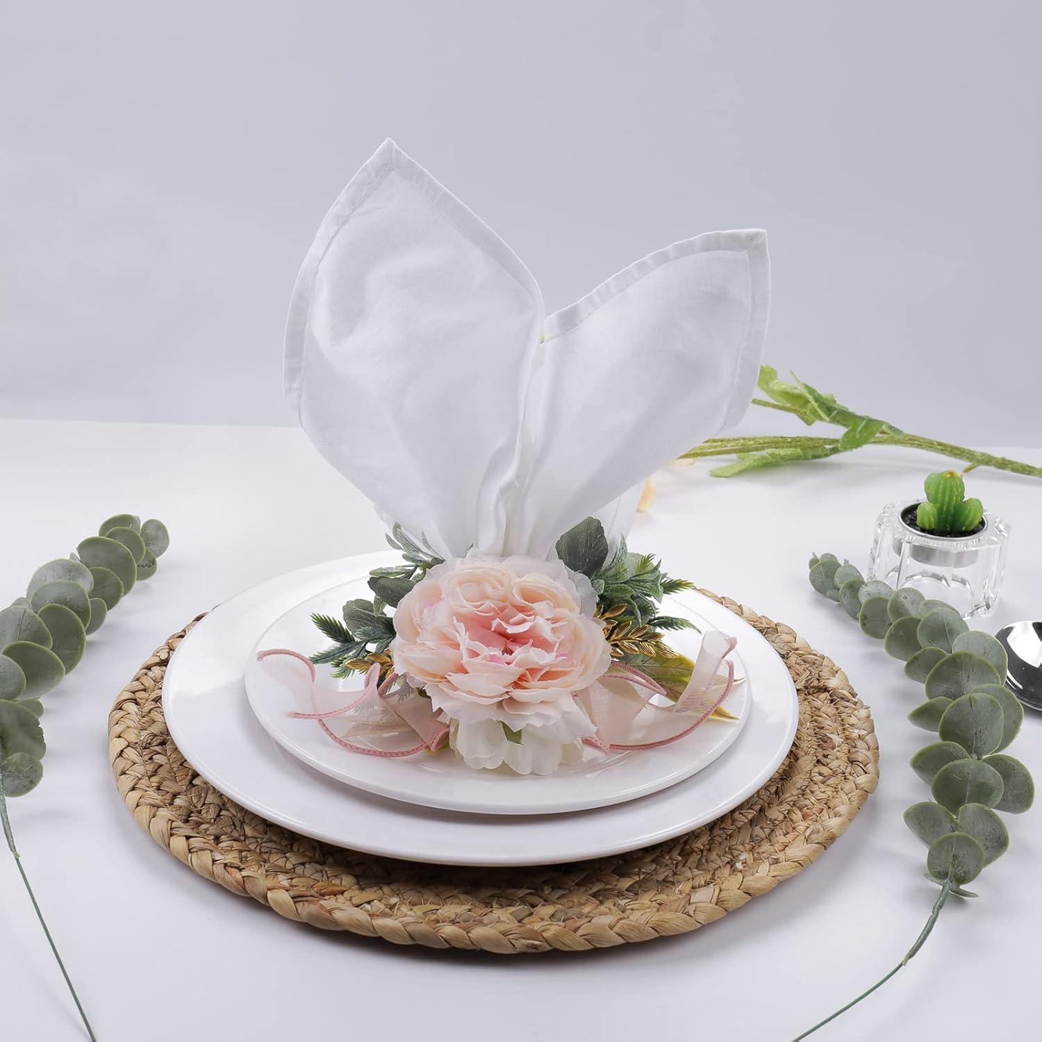 Juego de Anillos de Servilleta Rosa Floral Getfitsoo - Set de 4