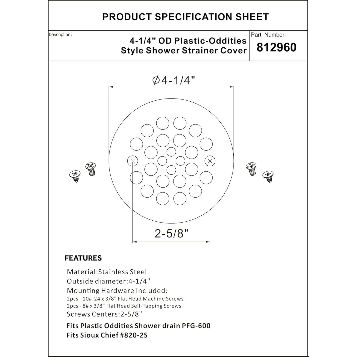 Rejilla de Drenaje para Ducha Artiwell 10.8 cm Niquel Cepillado