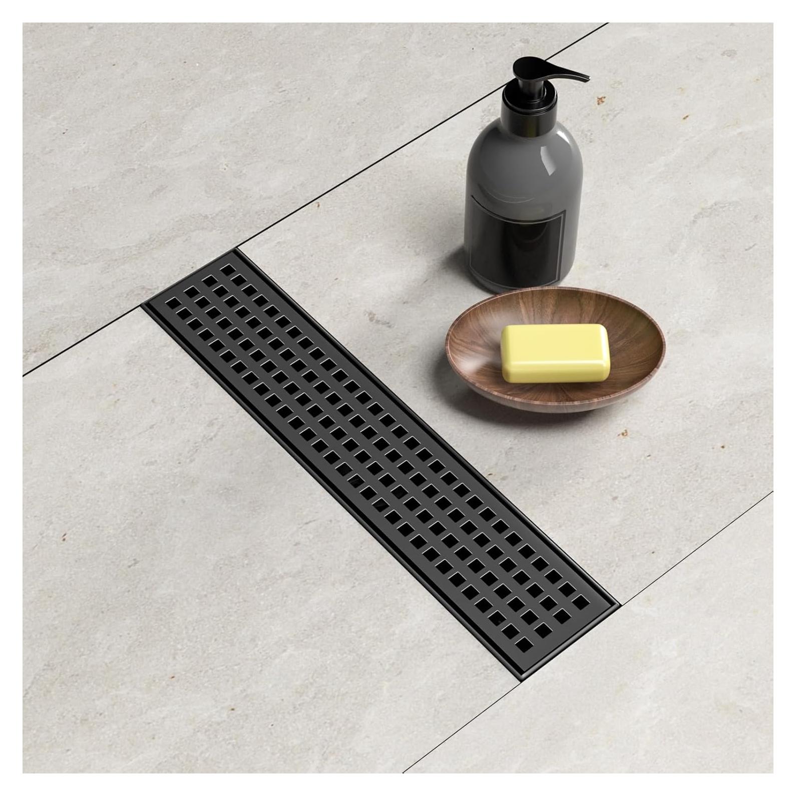 Desagüe de Ducha Lineal BARONAGE 30.48 cm Acero Inoxidable Negro Mate