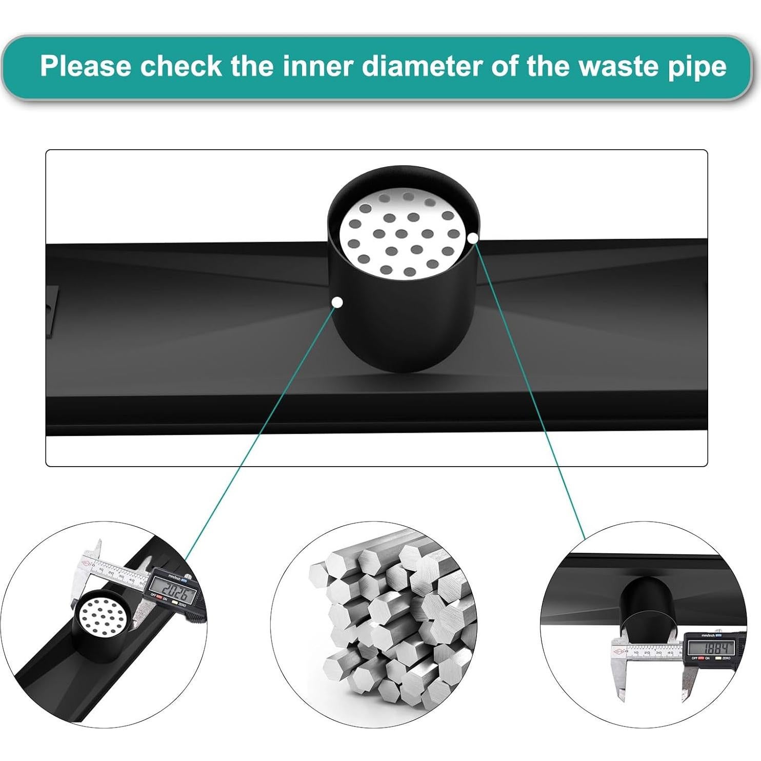 Desagüe de Ducha Lineal BARONAGE 30.48 cm Acero Inoxidable Negro Mate