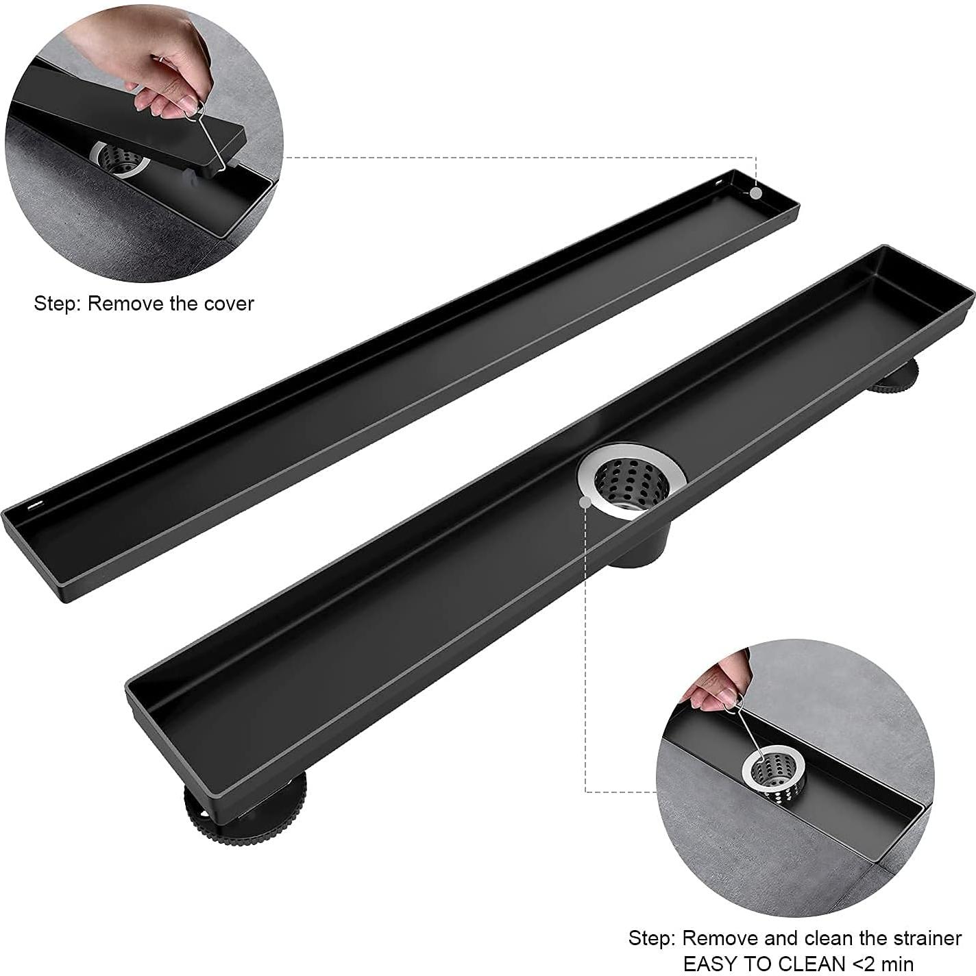 Desagüe Lineal para Ducha EXF 30.48 cm Negro Mate Acero Inoxidable