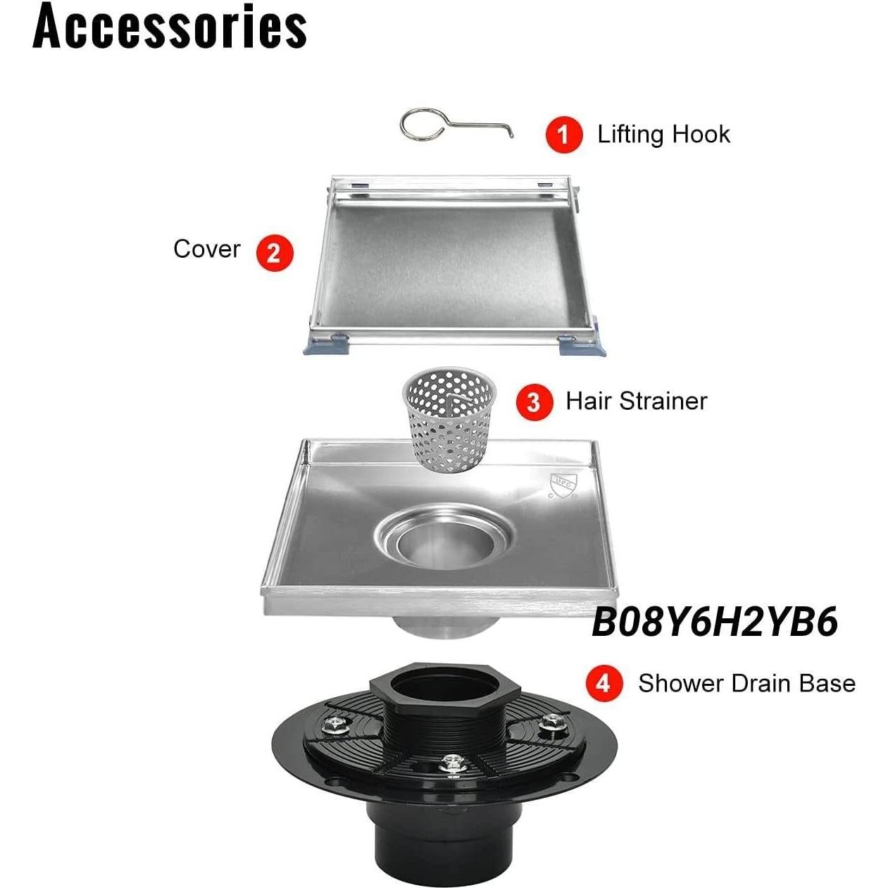Desagüe de Ducha Cuadrado Elefloom 15.24 cm Acero Inoxidable AISI 304