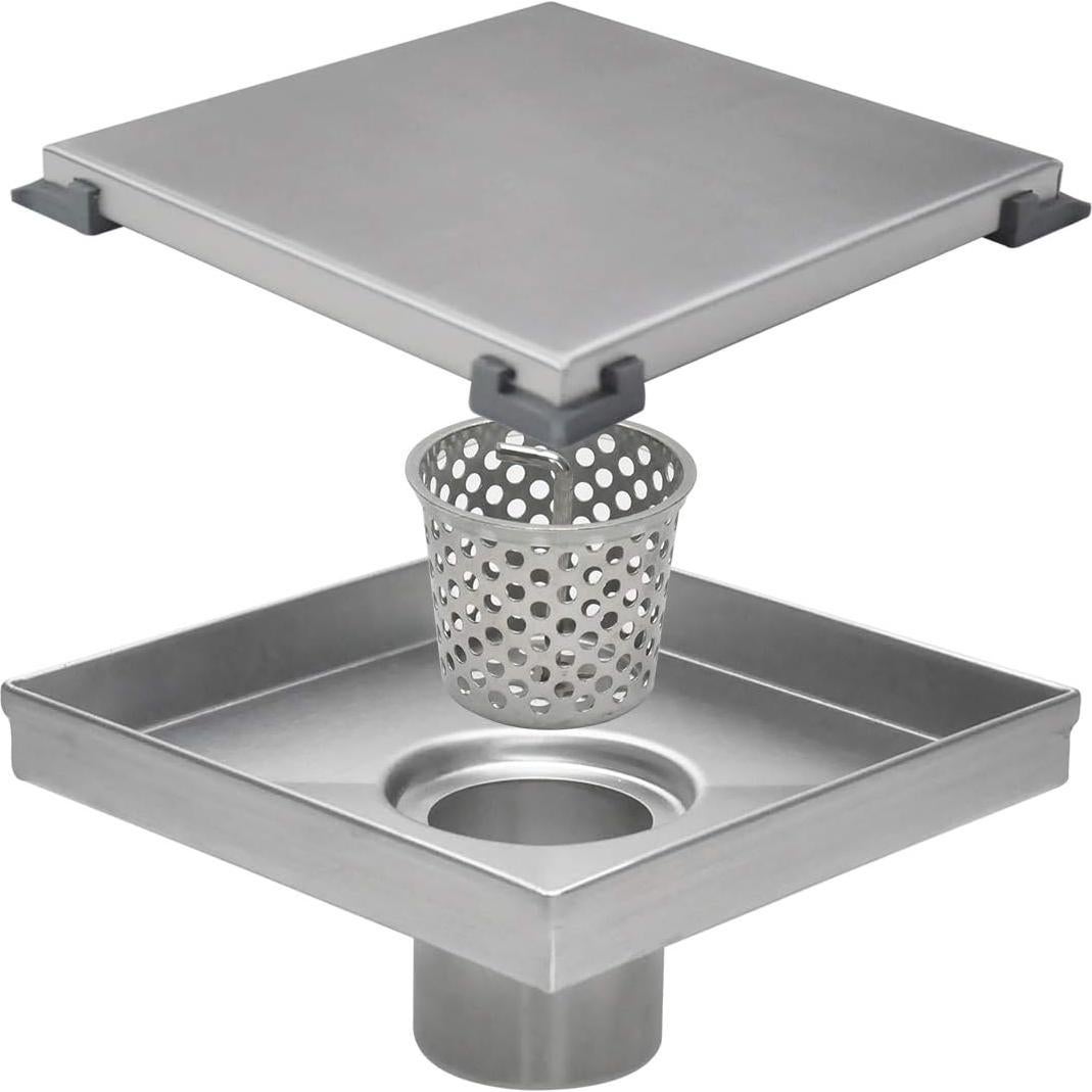 Desagüe de Ducha Cuadrado Elefloom 15.24 cm Acero Inoxidable AISI 304