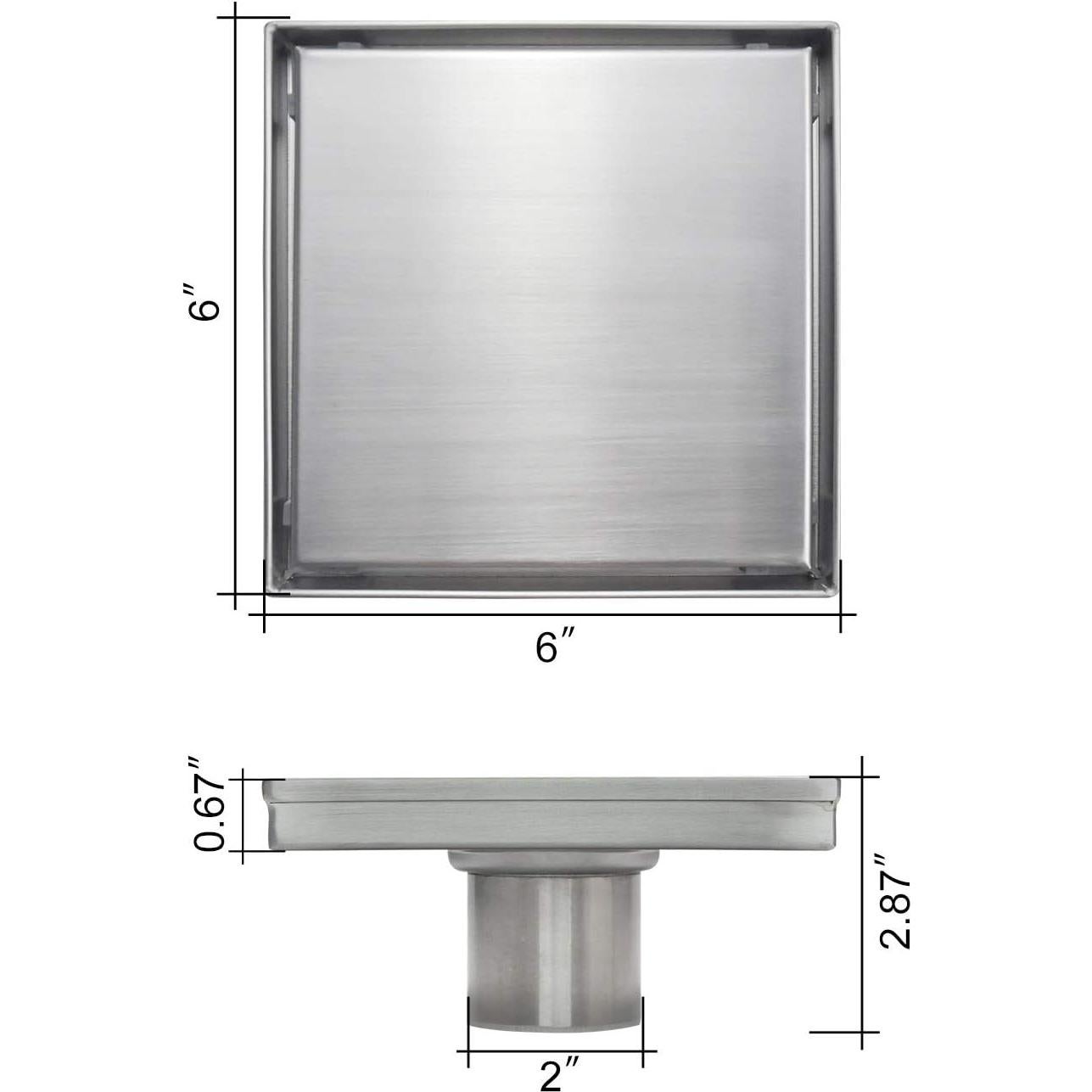 Desagüe de Ducha Cuadrado Elefloom 15.24 cm Acero Inoxidable AISI 304