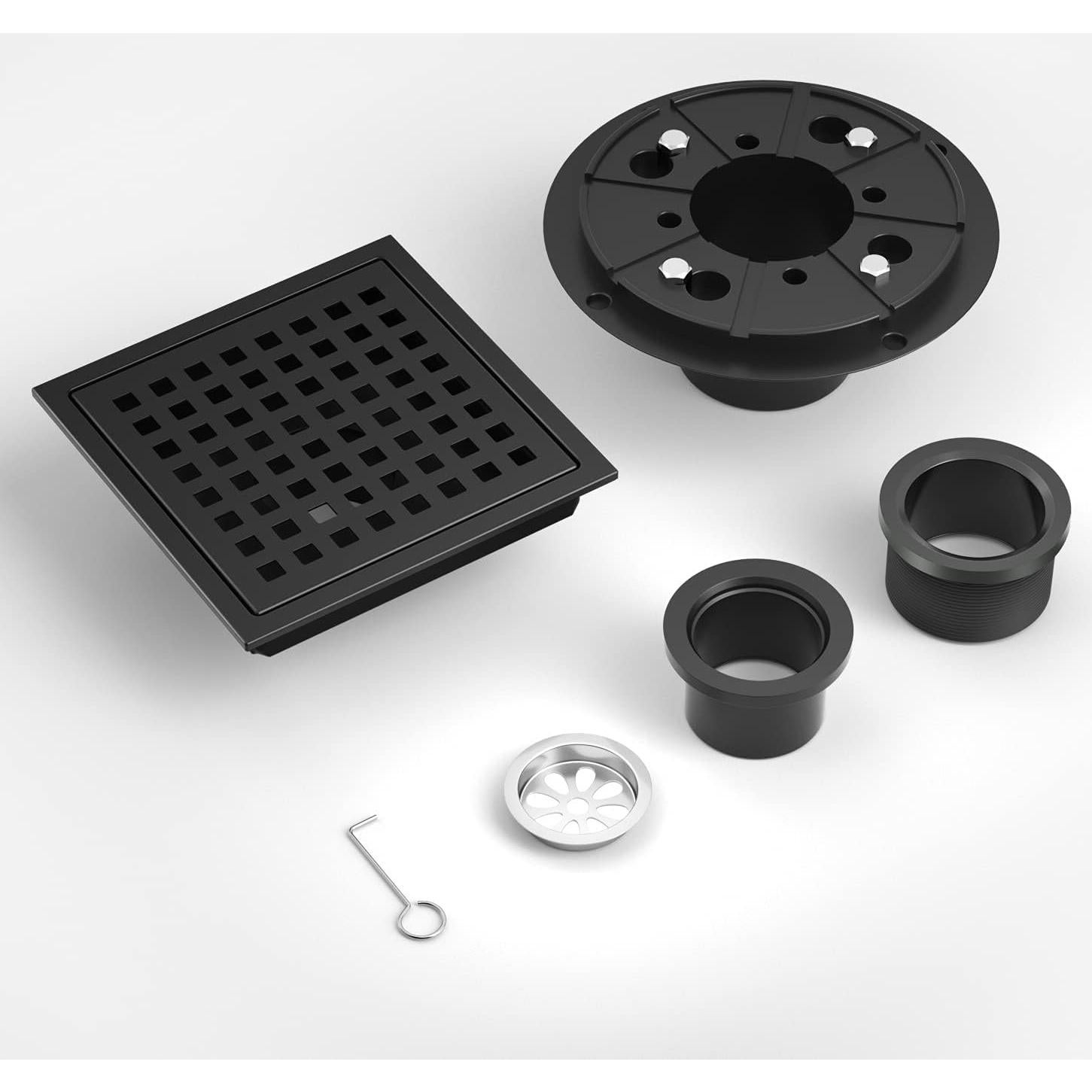 Desagüe de Ducha Cuadrado Bmvlffs 11.1 cm Negro Mate Acero Inoxidable