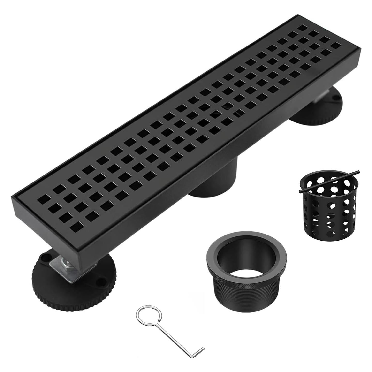 Drenaje Lineal de Ducha Fibetter 30.48 cm Acero Inoxidable Negro