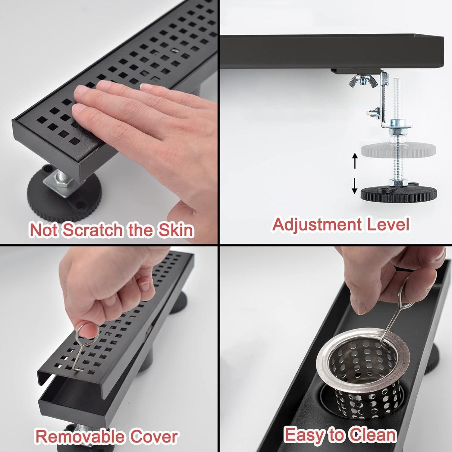 Drenaje Lineal de Ducha Fibetter 30.48 cm Acero Inoxidable Negro