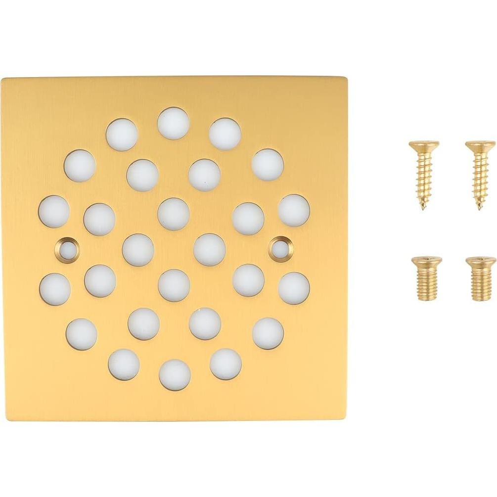 Tapa de Desagüe Cuadrada Poyde 108mm Dorado Cepillado