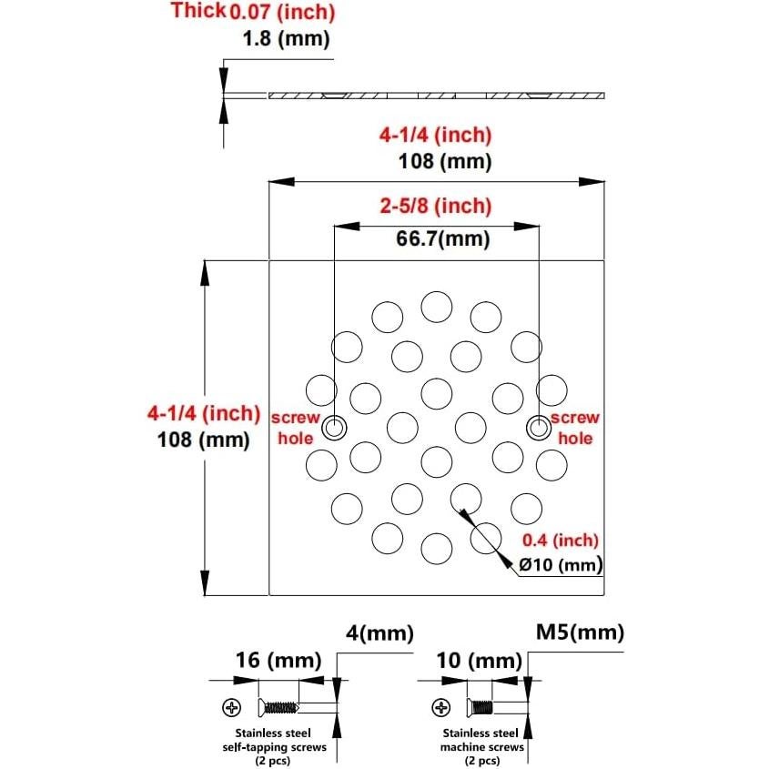 Tapa de Desagüe Cuadrada Poyde 108mm Dorado Cepillado