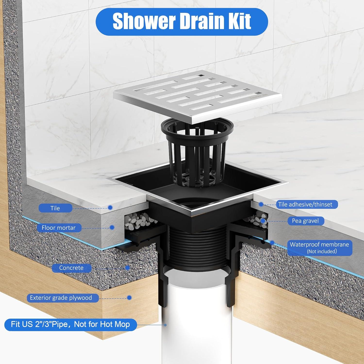 Desagüe de Ducha Cuadrado Neodrain 10x10 cm Acero Inoxidable