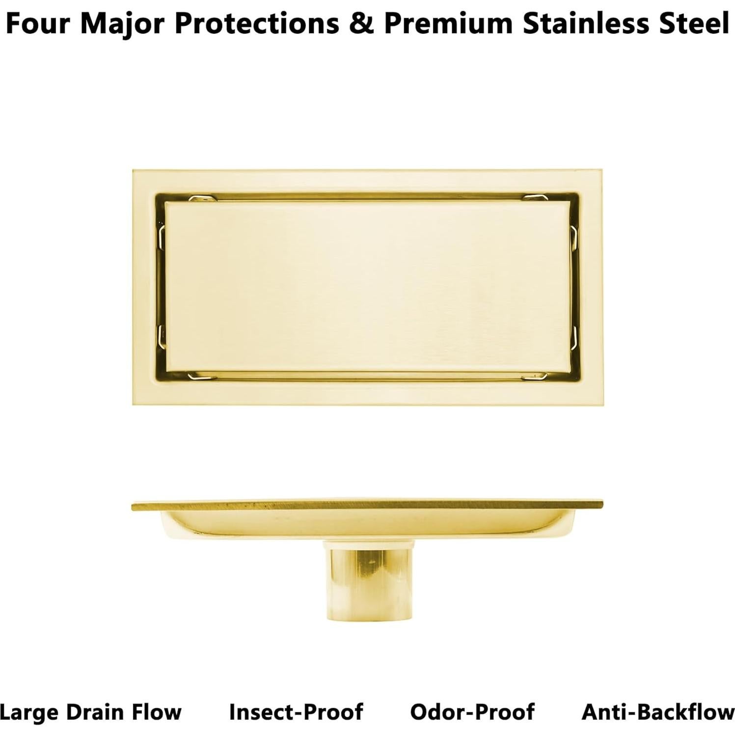 Desagüe de Ducha Lineal Ulifestar Acero Inoxidable Oro 10x20cm