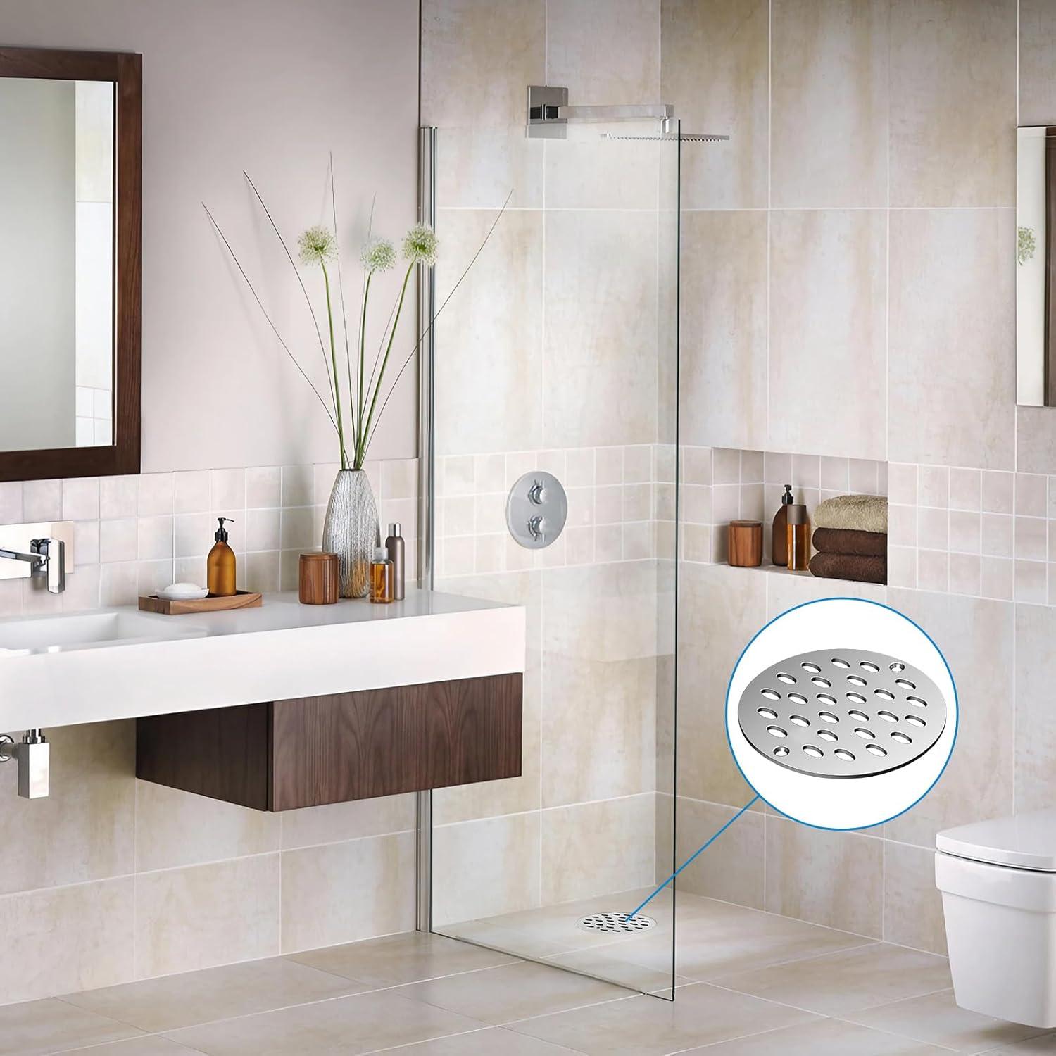 Tapa de desagüe de ducha YFZGZA 4" Cromo acero inoxidable