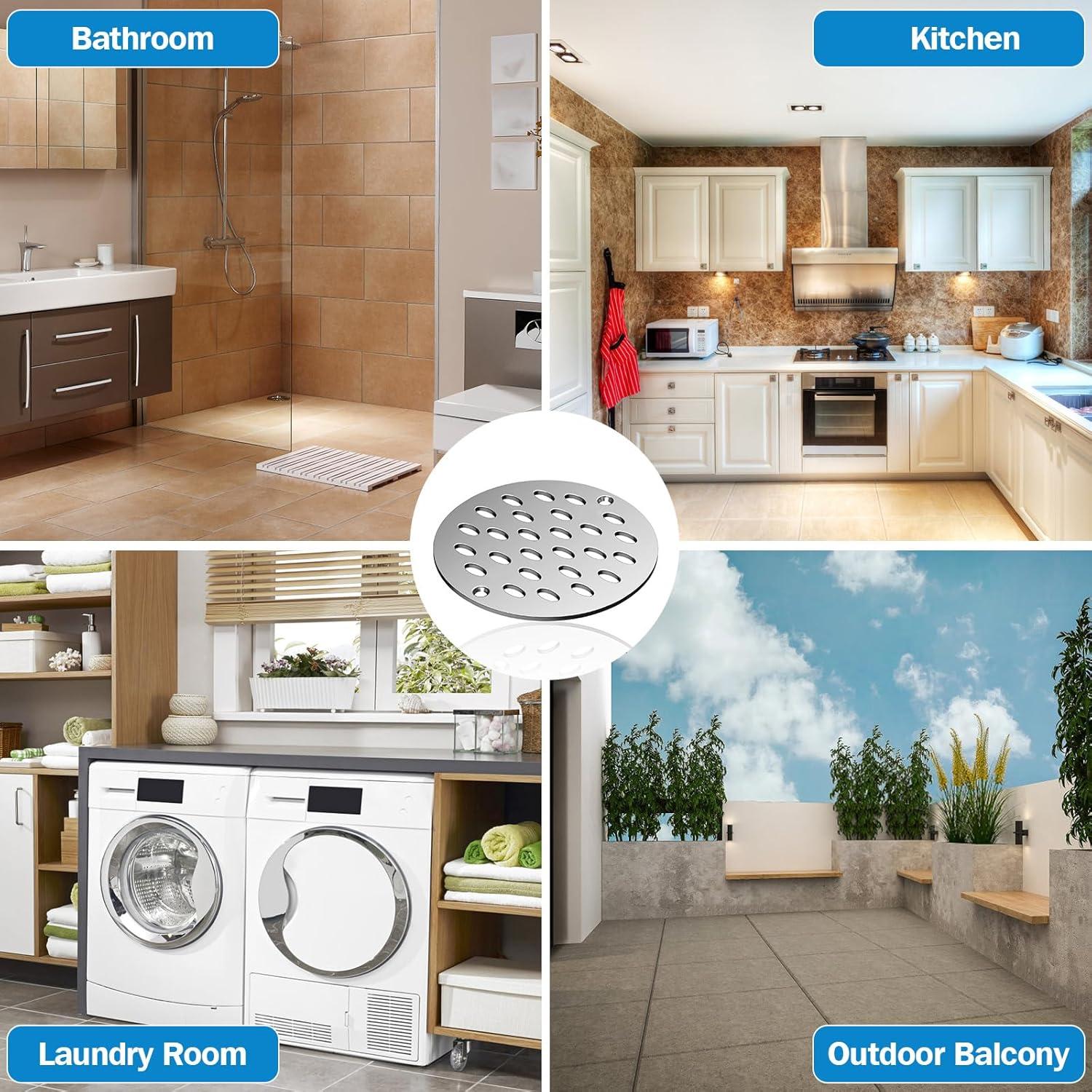 Tapa de desagüe de ducha YFZGZA 4" Cromo acero inoxidable