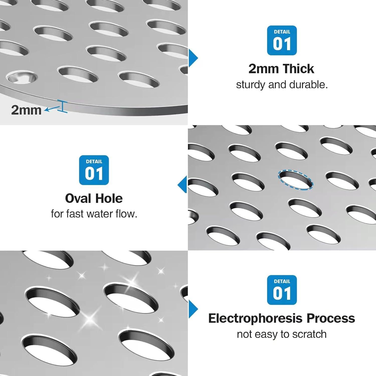Tapa de desagüe de ducha YFZGZA 4" Cromo acero inoxidable