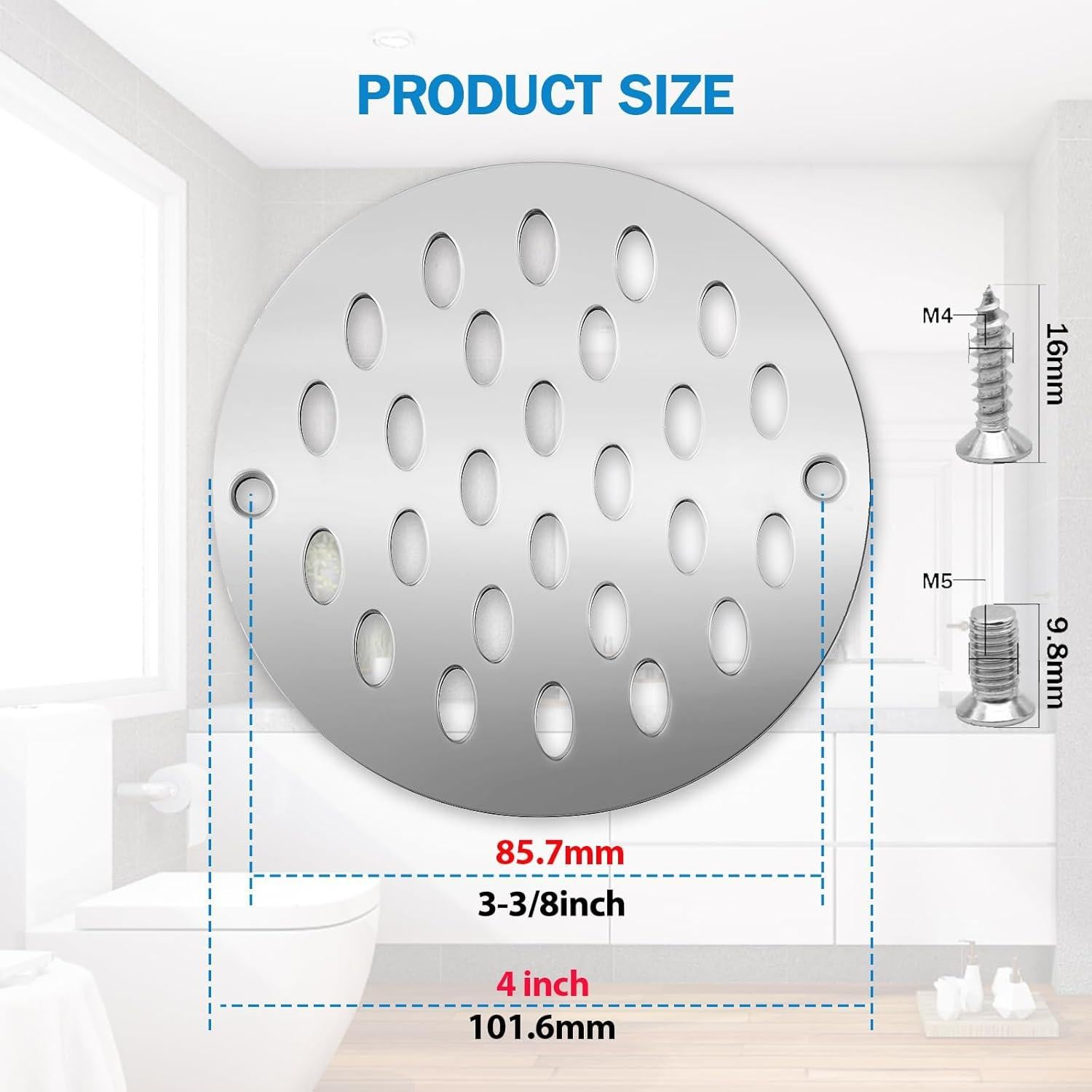 Tapa de desagüe de ducha YFZGZA 4" Cromo acero inoxidable