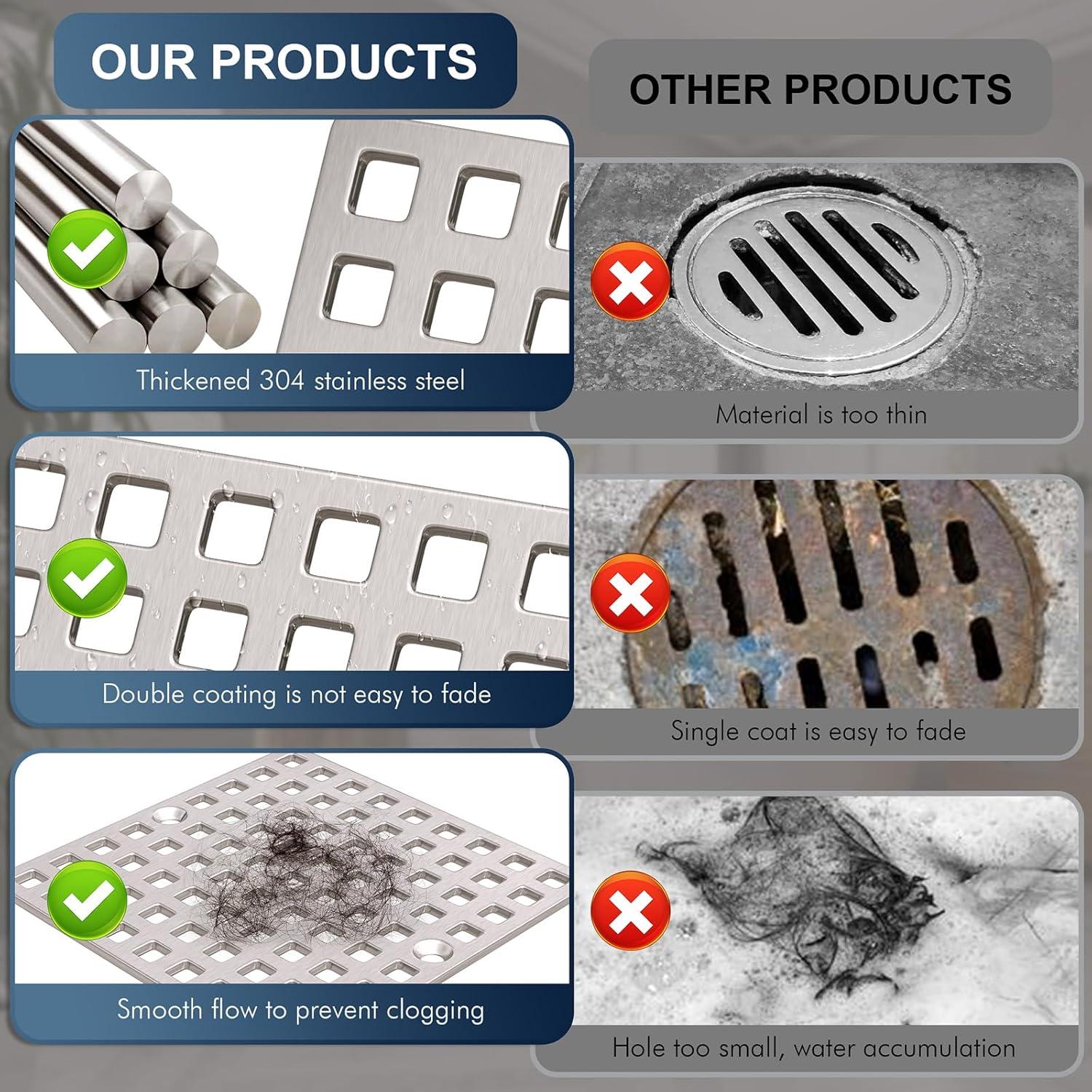 Cubierta de Drenaje de Ducha Yaseingoo 9.84cm Acero Inoxidable