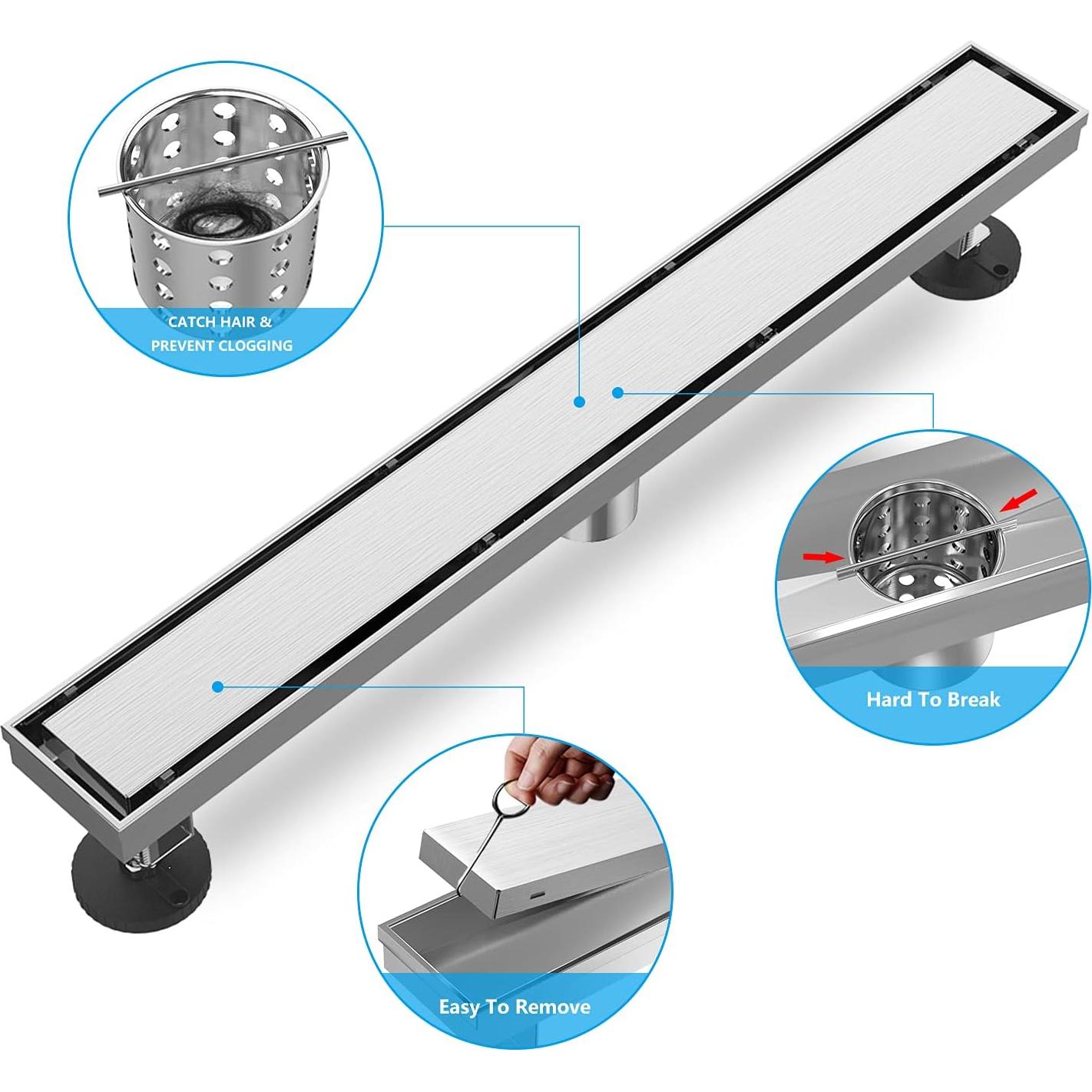 Drenaje Lineal de Ducha ZEKOO 30 cm Acero Inoxidable 304