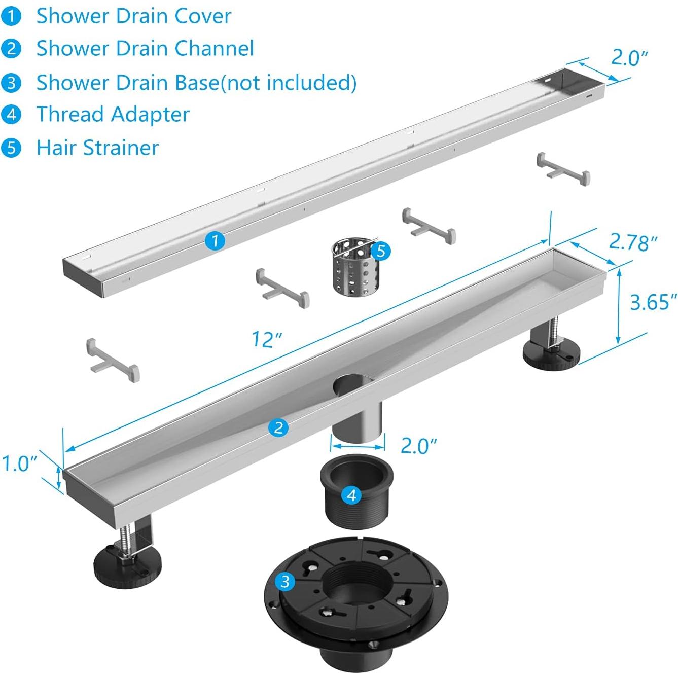 Drenaje Lineal de Ducha ZEKOO 30 cm Acero Inoxidable 304