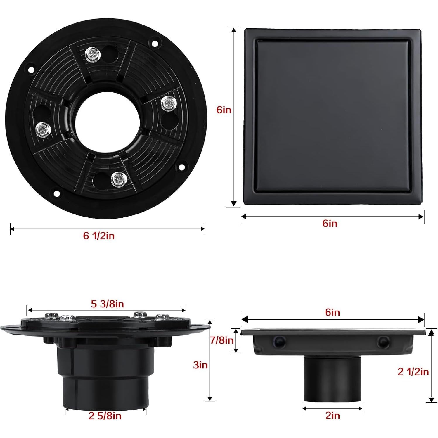 Desagüe de Ducha SaniteModar 15x15 cm Acero Inoxidable Negro Mate