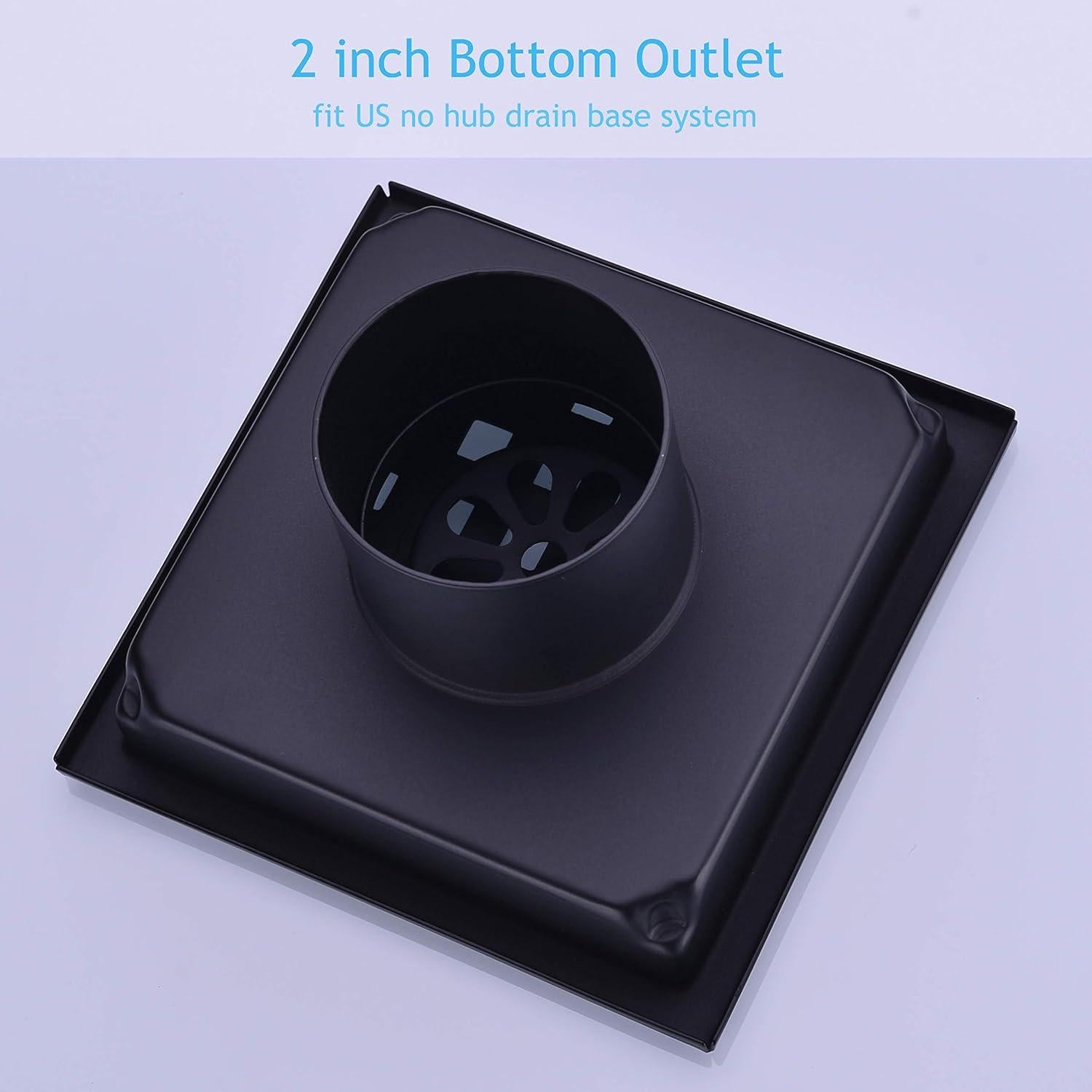 Desagüe de Ducha Cuadrado Nicmondo 11x11cm Acero Inoxidable Negro Mate