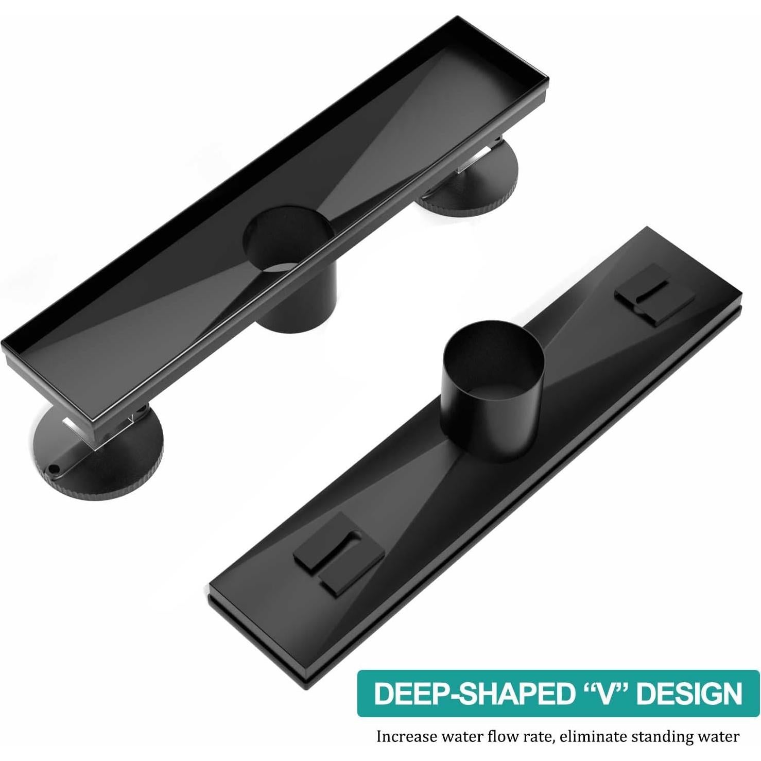 Desagüe Lineal de Ducha 30.48 cm Negro BARONAGE Acero Inoxidable