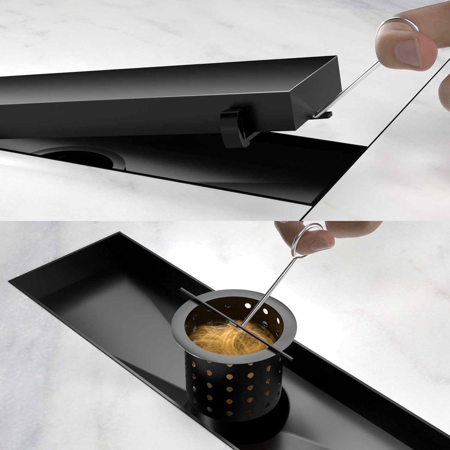 Desagüe Lineal de Ducha 30.48 cm Negro BARONAGE Acero Inoxidable