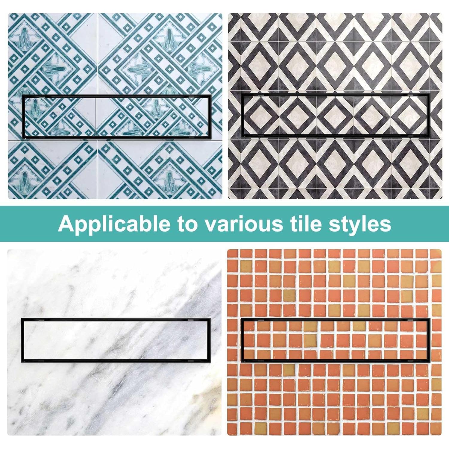 Desagüe Lineal de Ducha 30.48 cm Negro BARONAGE Acero Inoxidable